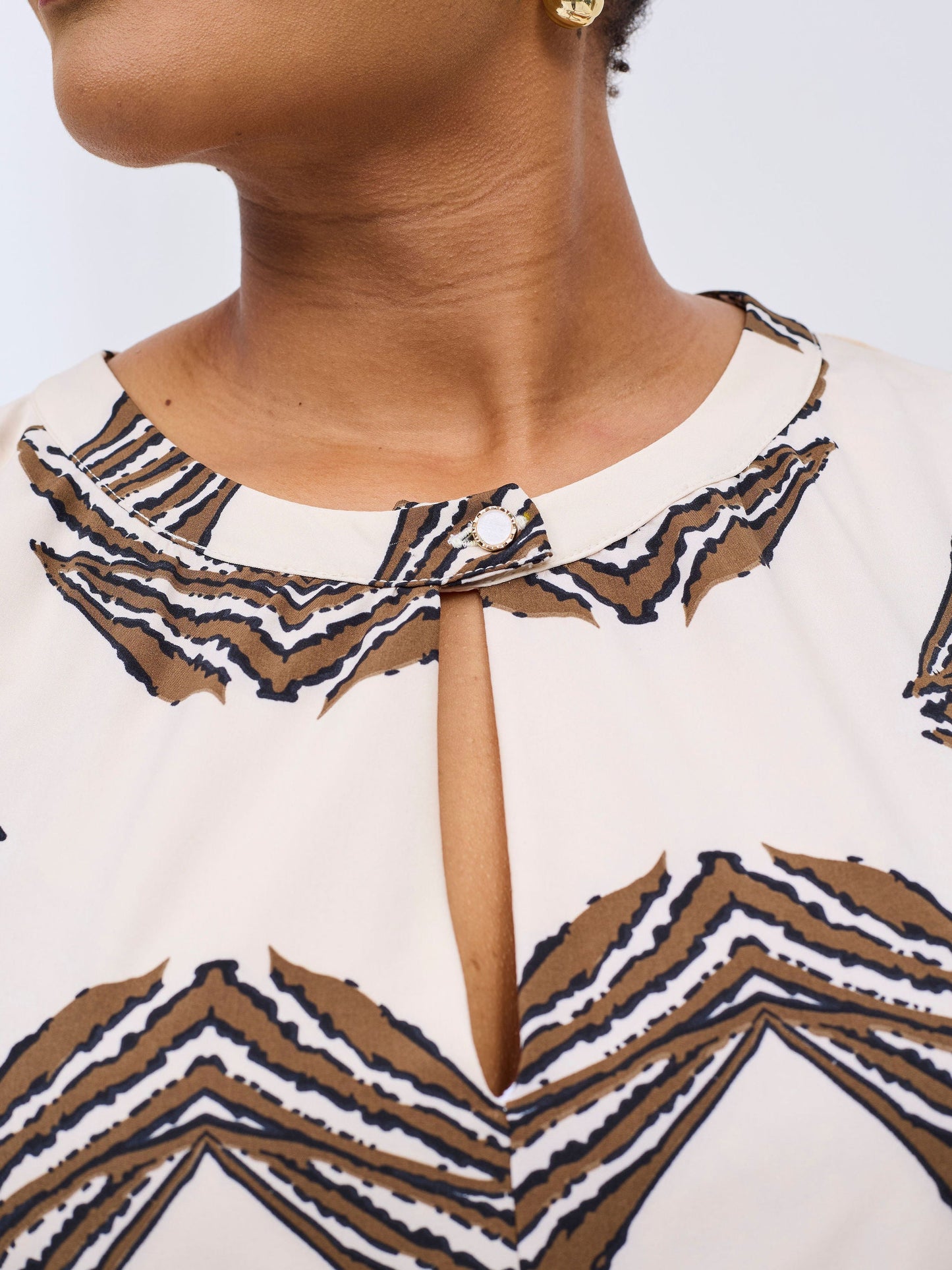 Vivo Ava Tent Maxi Dress - Cream / Brown Print