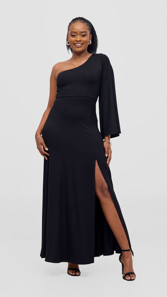 Vivo Ari One Shoulder Maxi Dress - Black