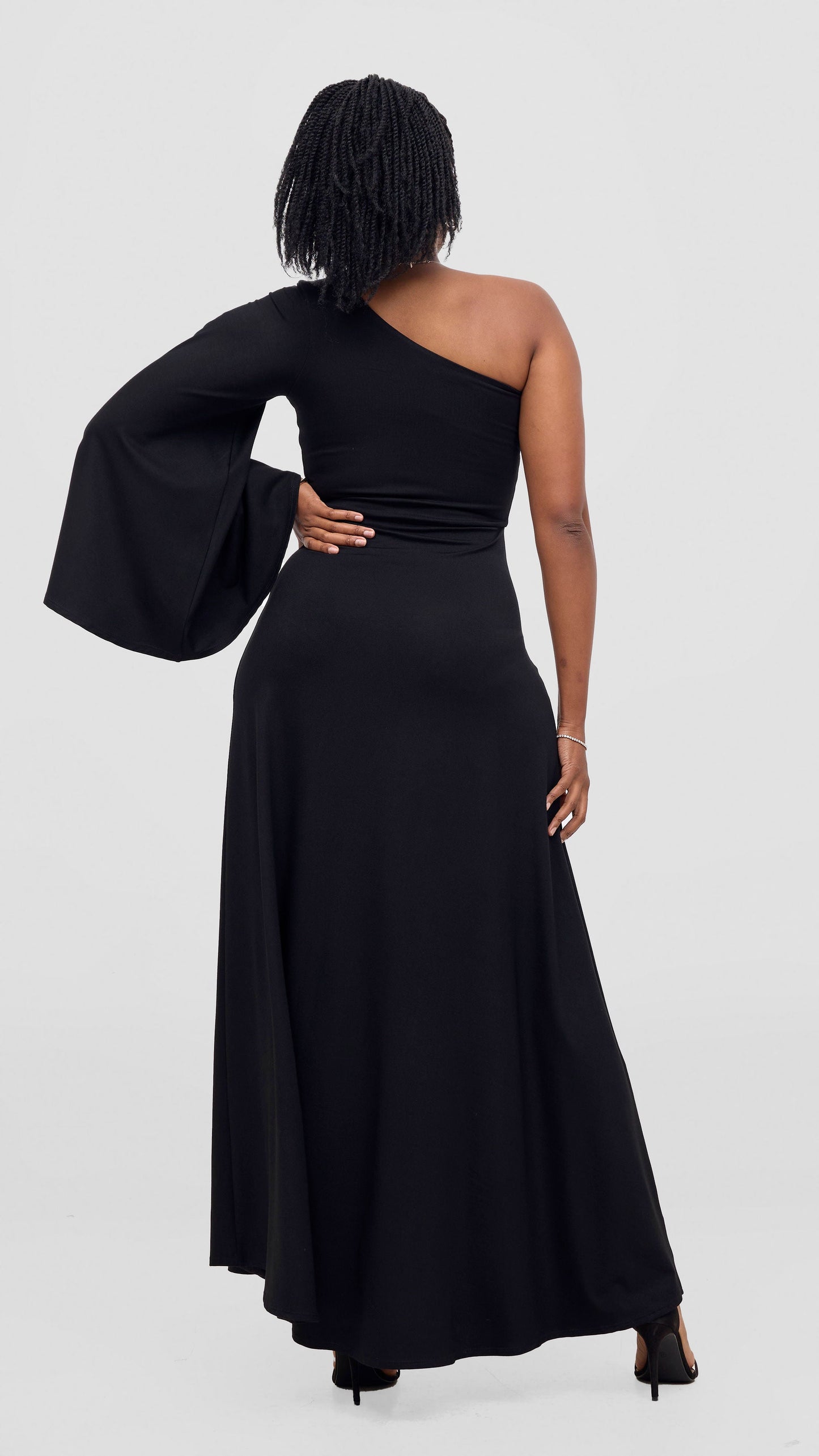 Vivo Ari One Shoulder Maxi Dress - Black