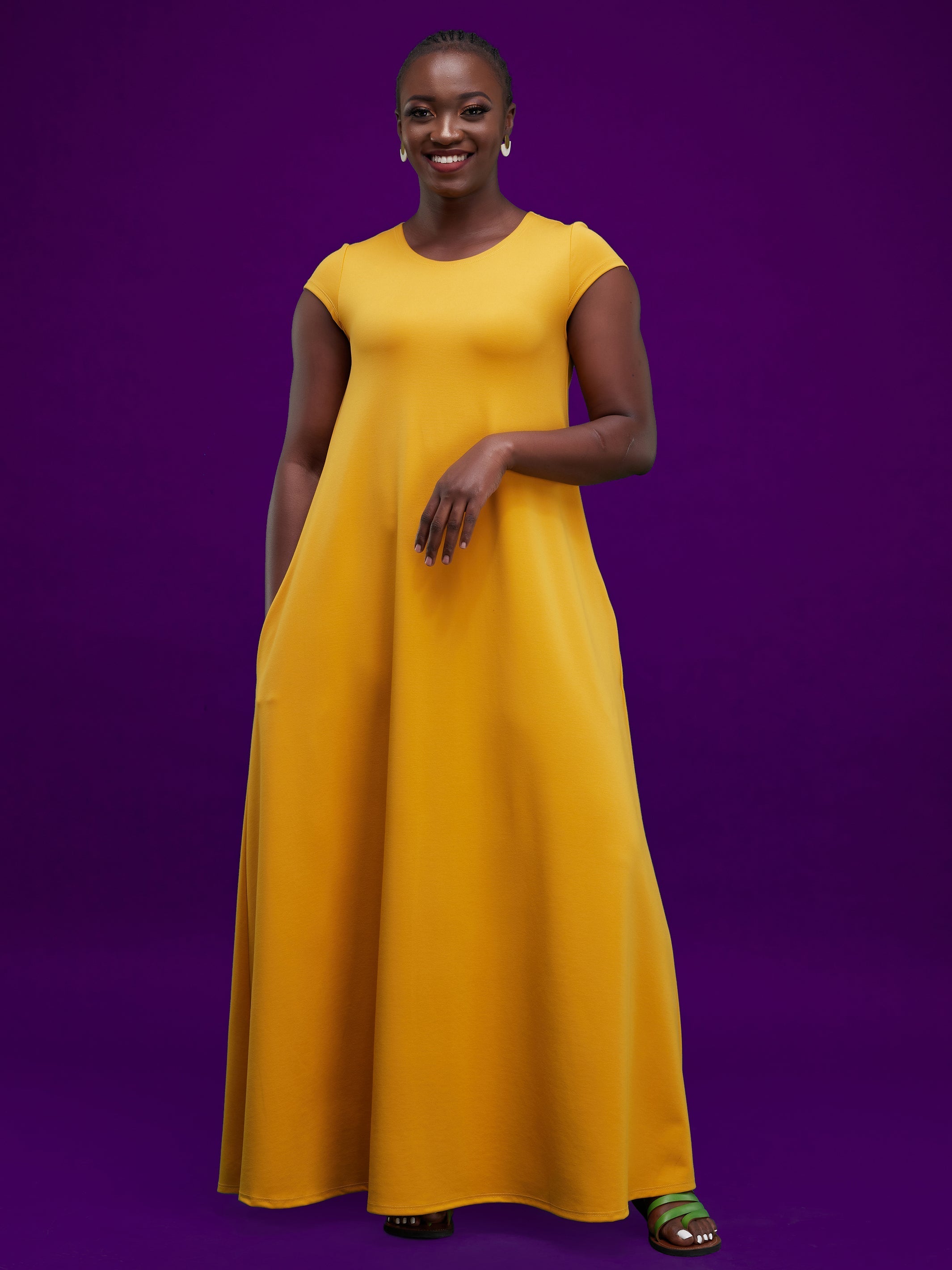 Vivo Basic Kena Tent Maxi Dress - Mustard