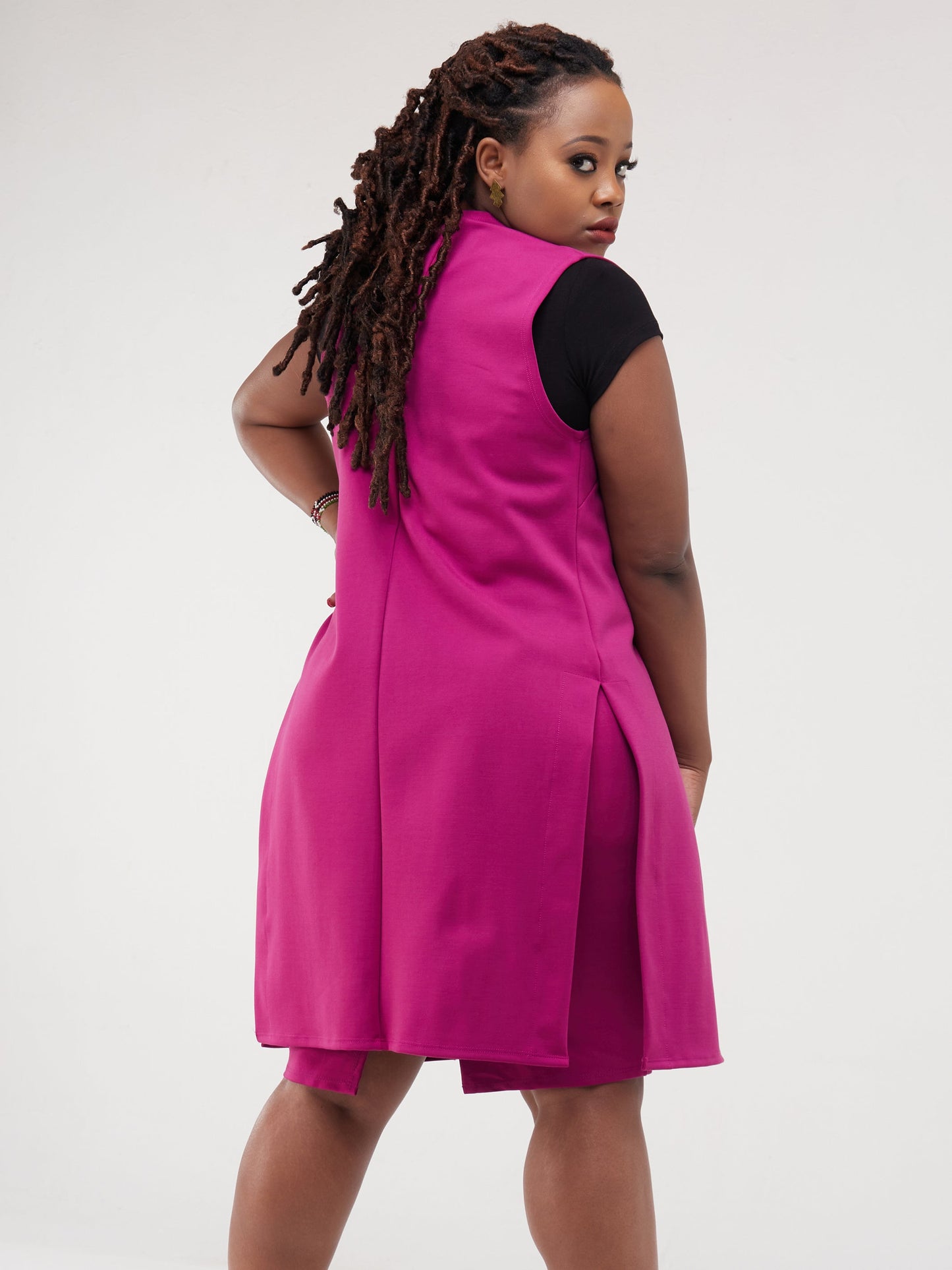 Vivo Waridi Sleeveless Overcoat - Burgundy
