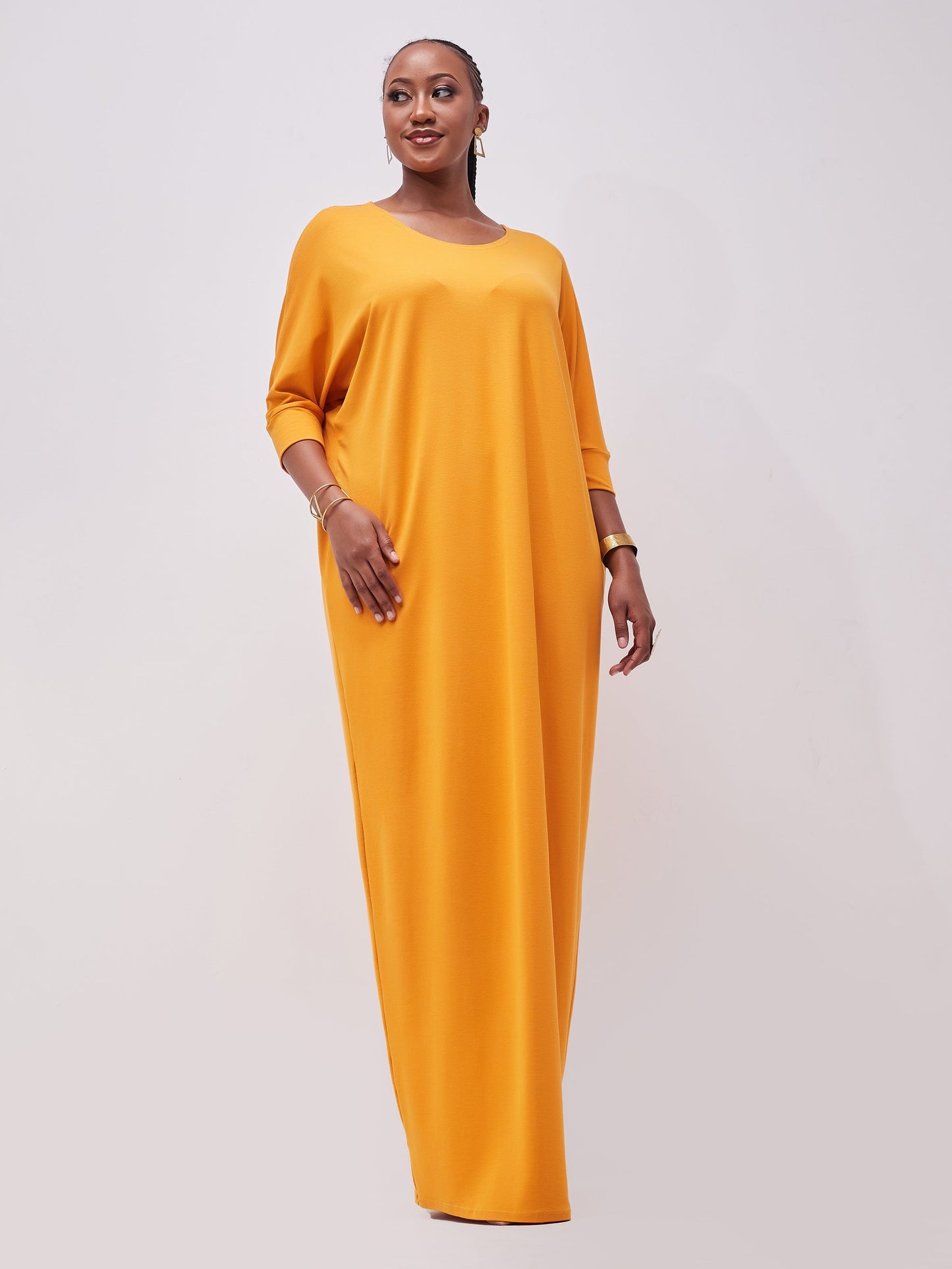 Vivo Basic Dolman Maxi Dress - Mustard