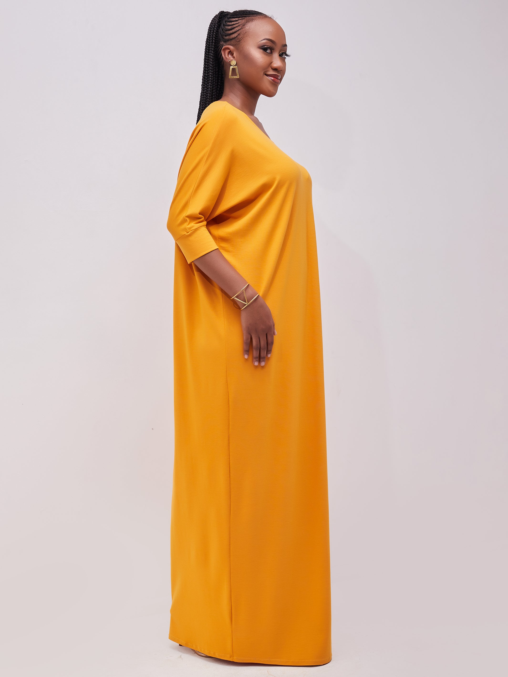 Vivo Basic Dolman Maxi Dress - Mustard