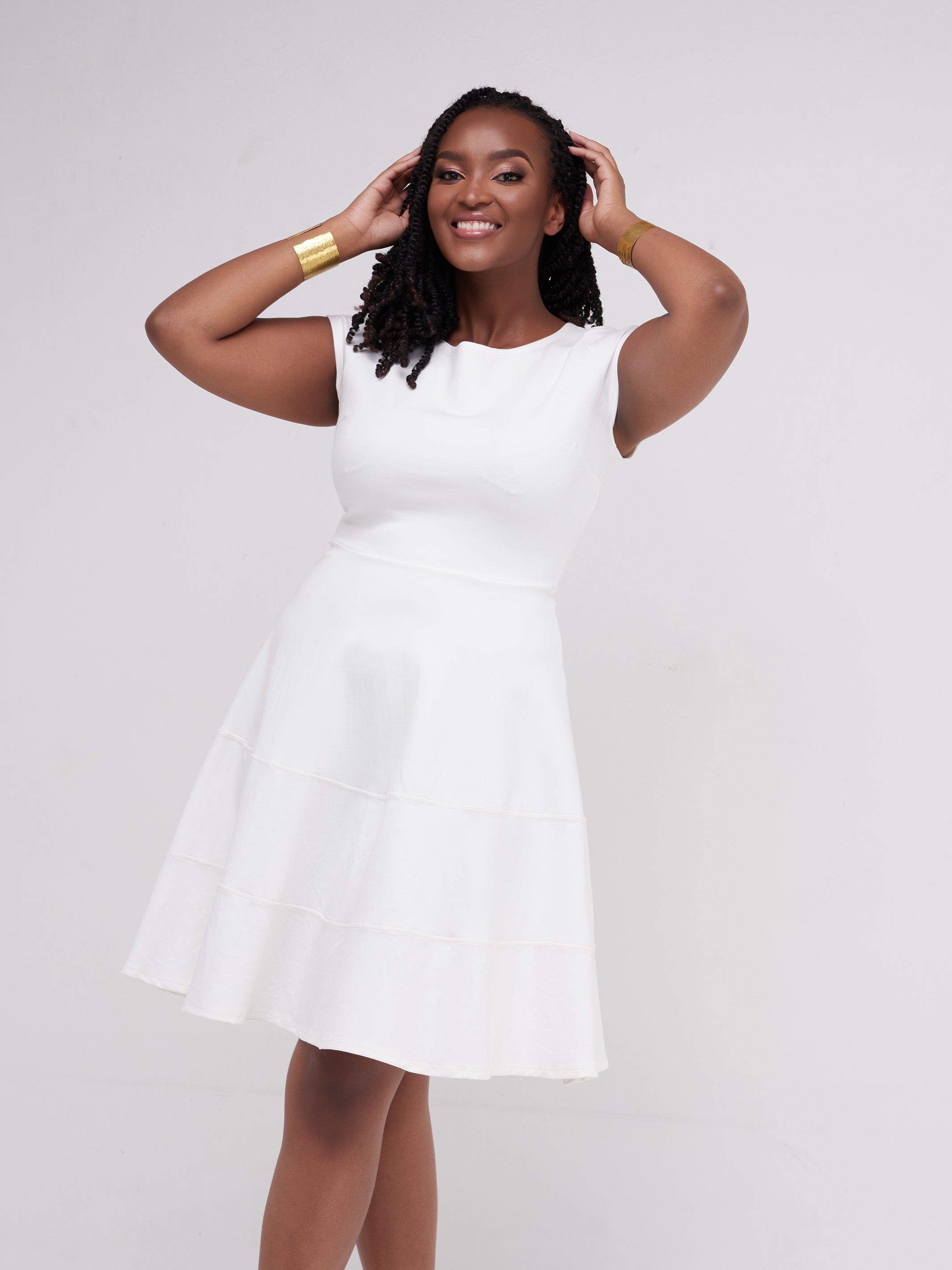 Vivo Waridi A-Line Dress - White