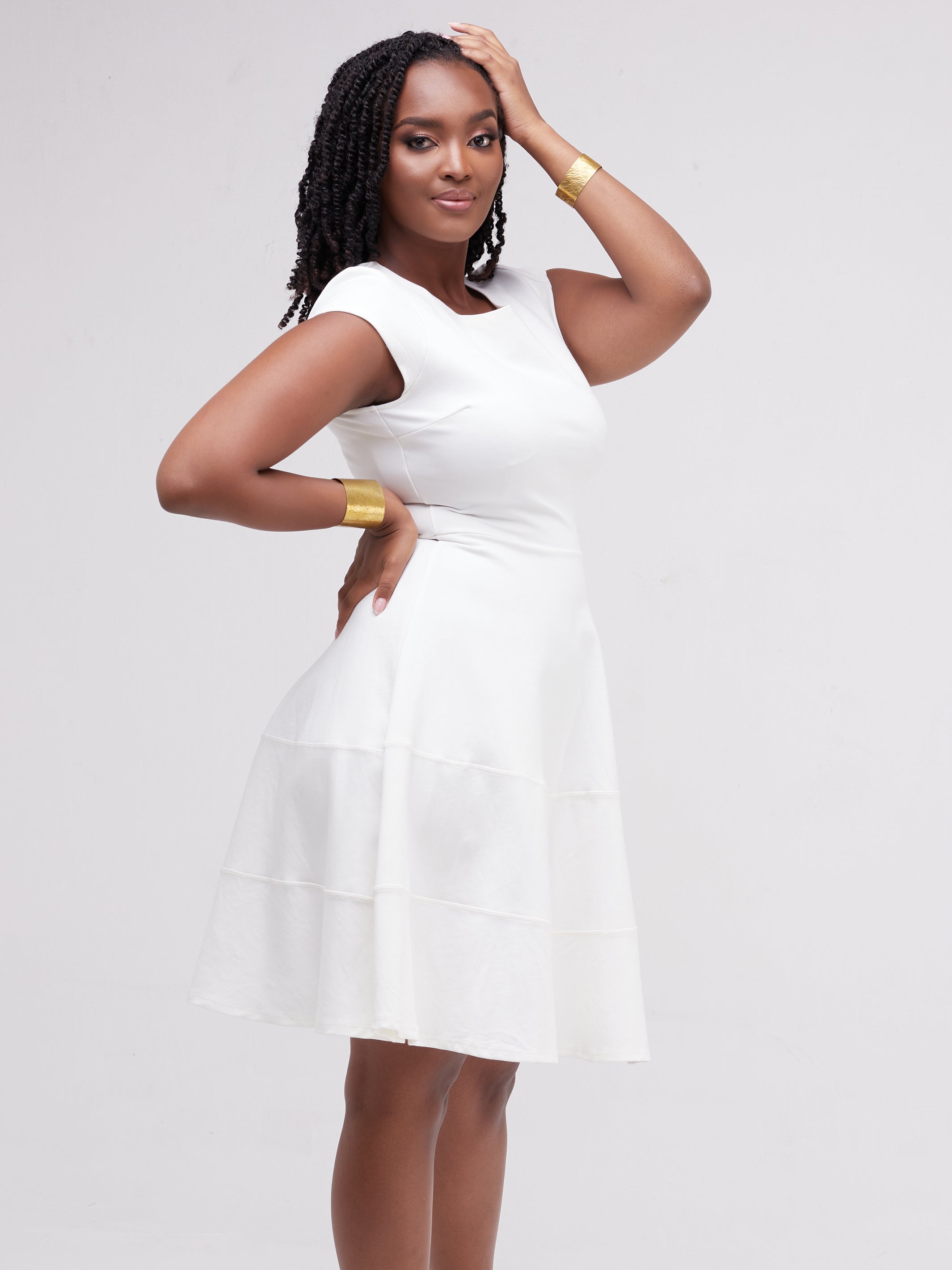 Vivo Waridi A-Line Dress - White