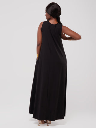 Vivo Basic Sleeveless Kena Tent Maxi Dress - Black