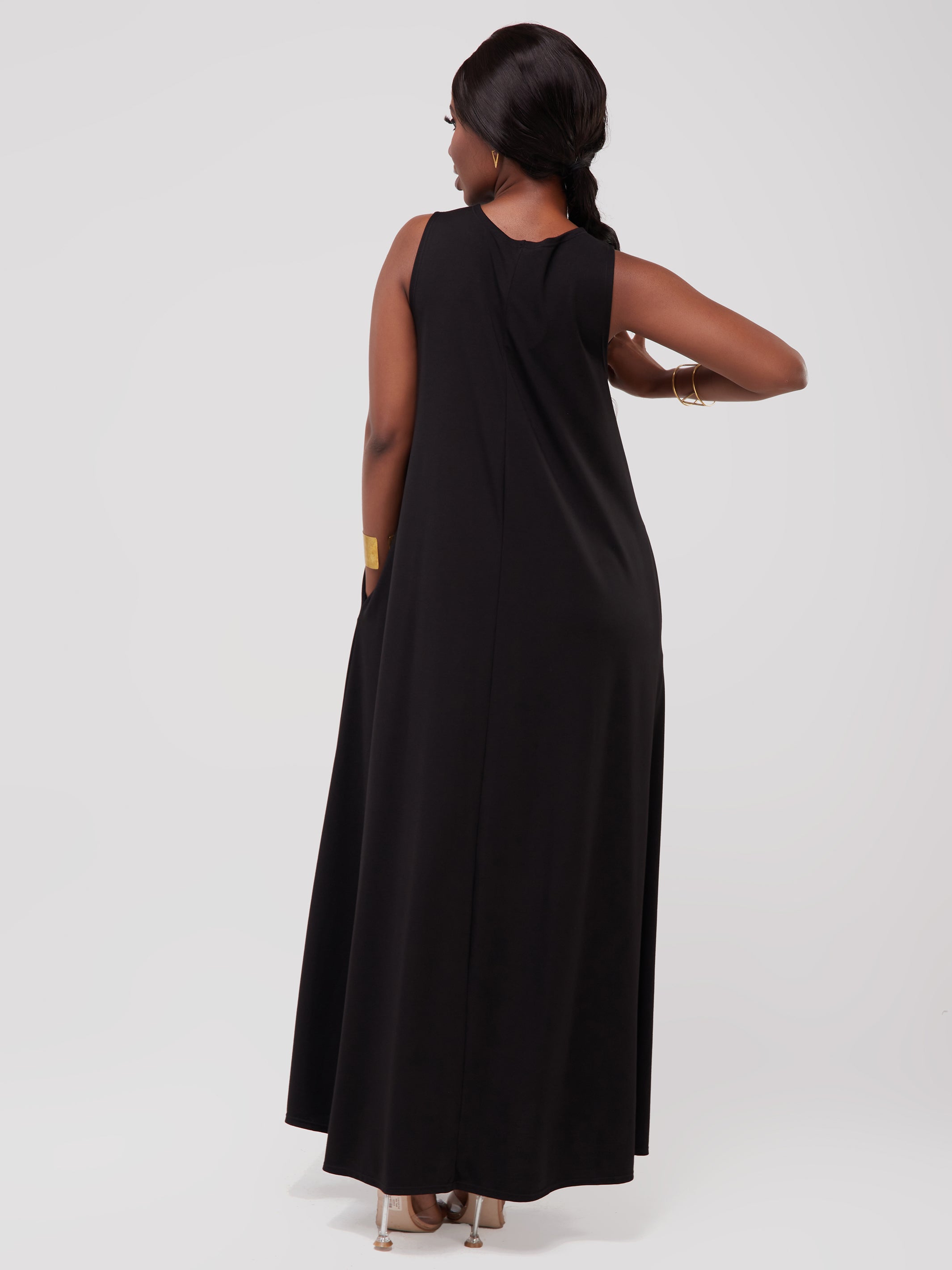 Vivo Basic Sleeveless Kena Tent Maxi Dress - Black