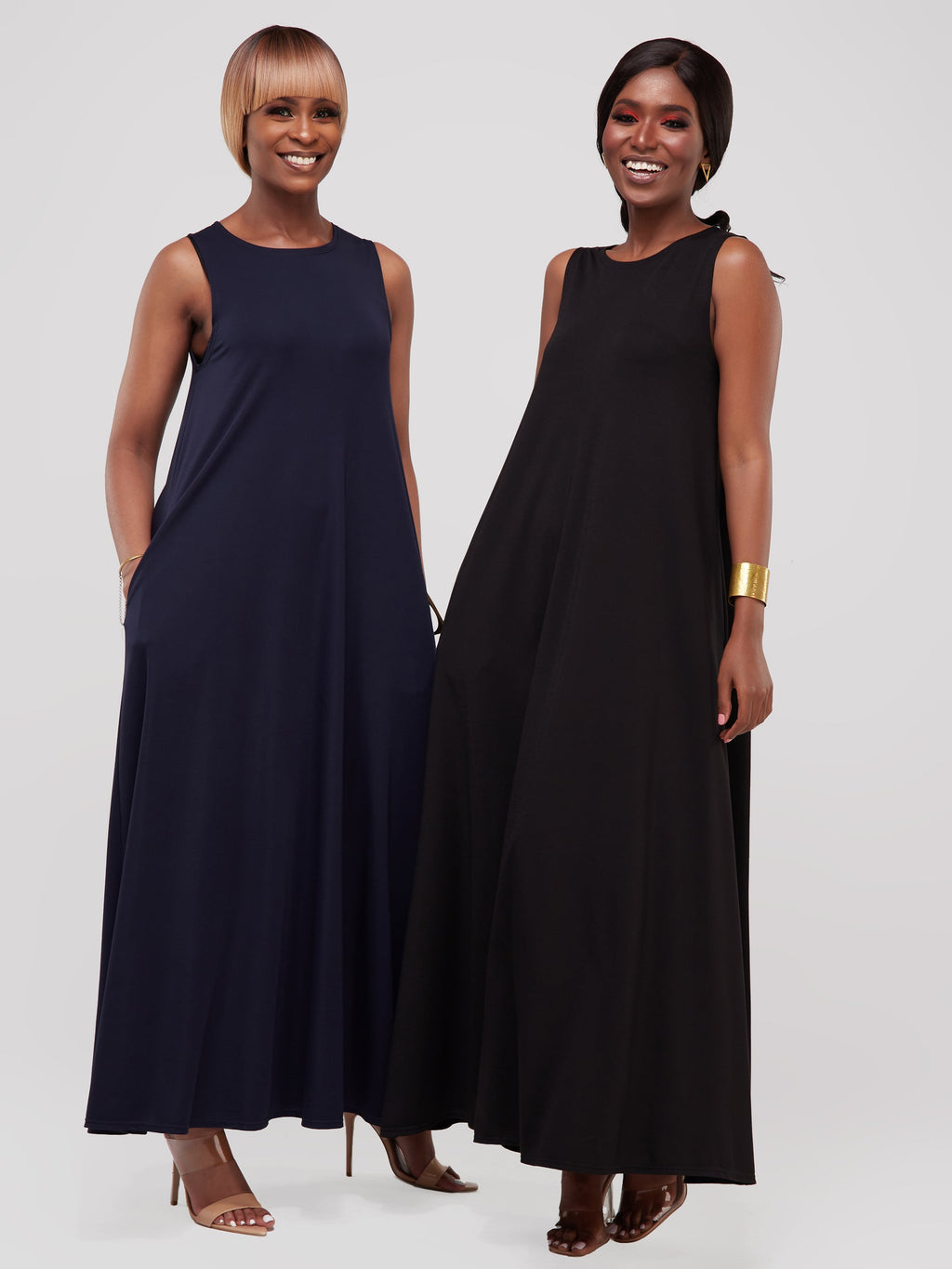 Vivo Basic Sleeveless Kena Tent Maxi Dress - Black