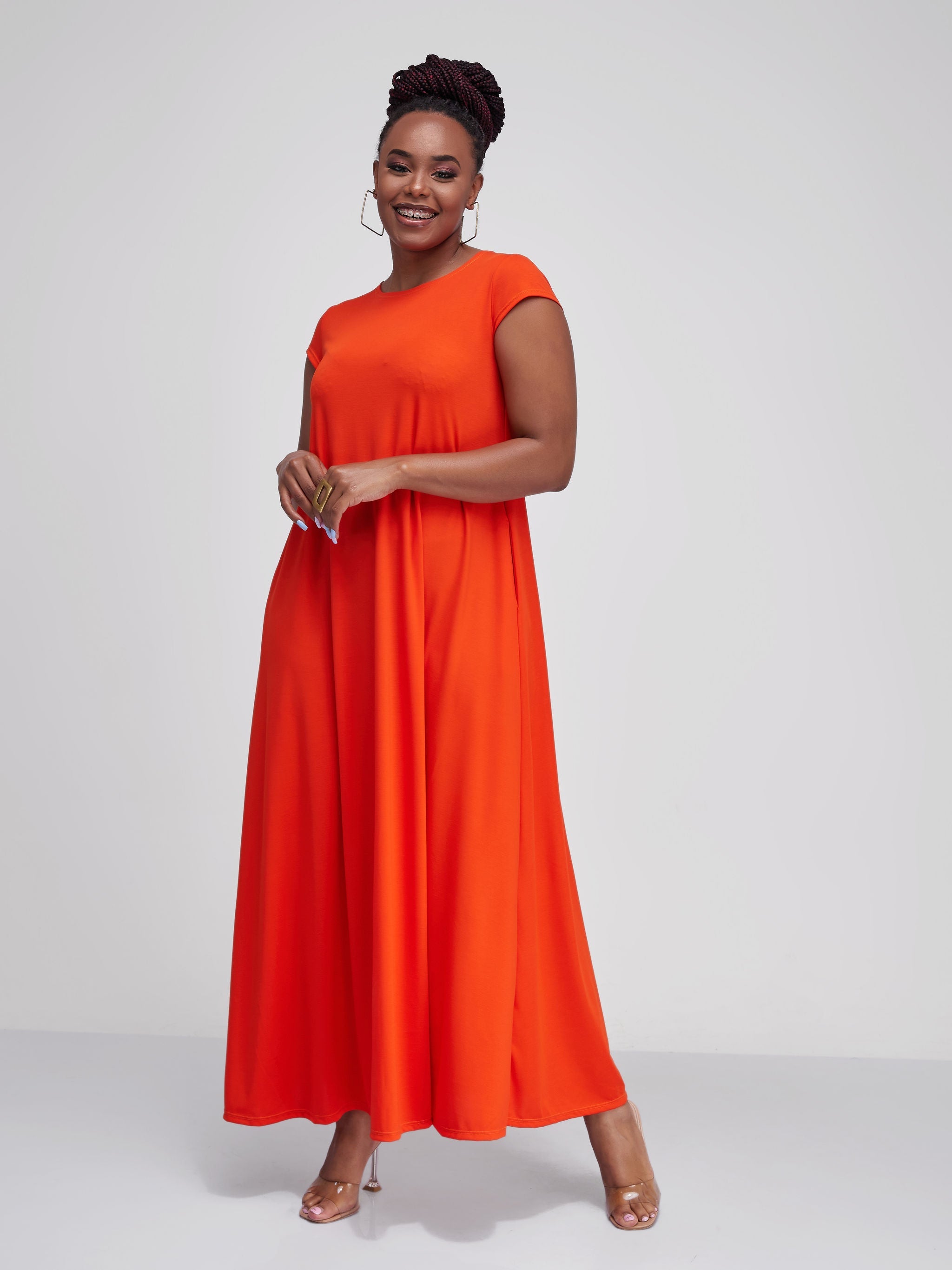 Vivo Basic Kena Tent Maxi Dress - Orange