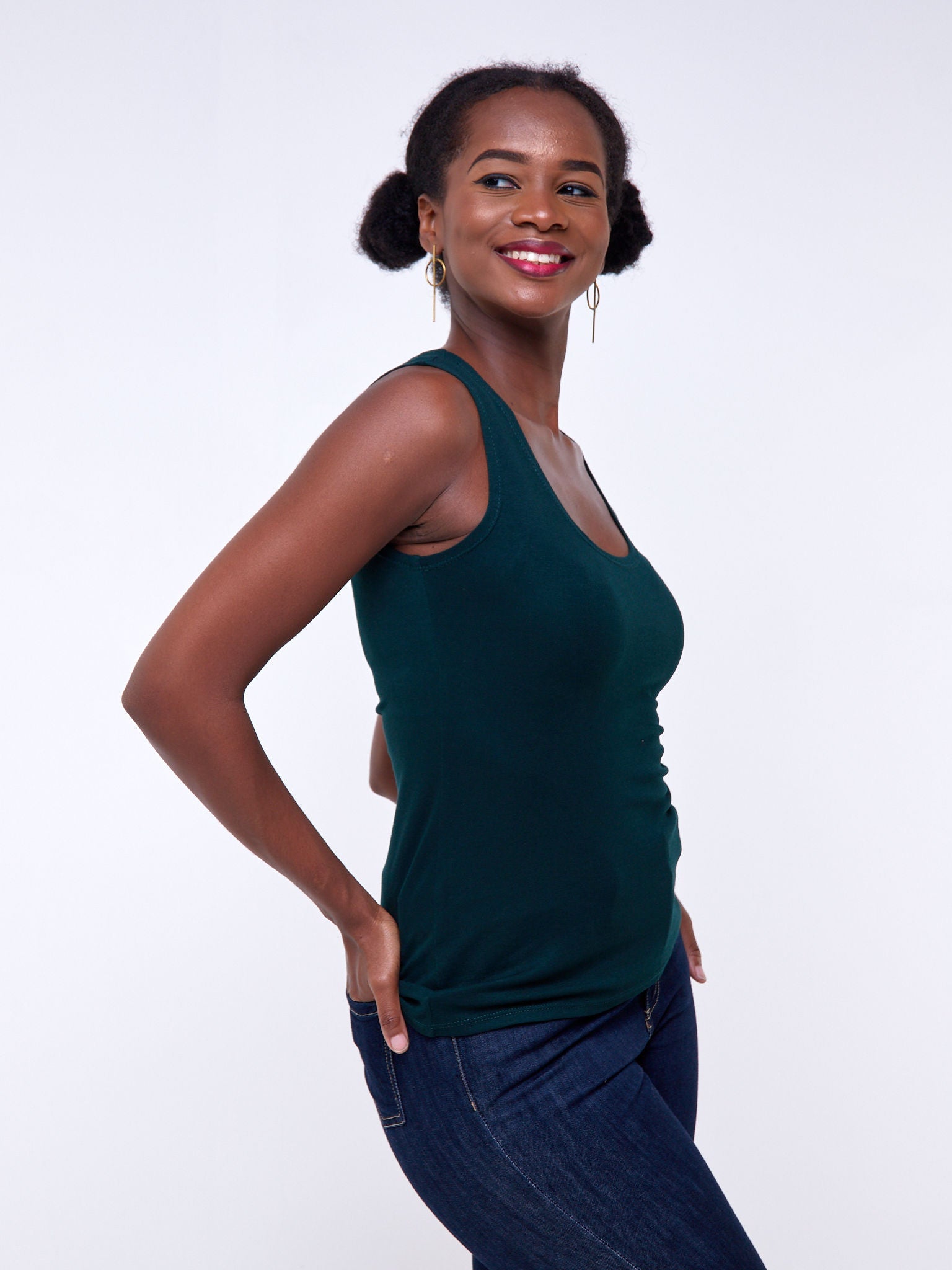 Zoya Basic Val Tank Top - Dark Green