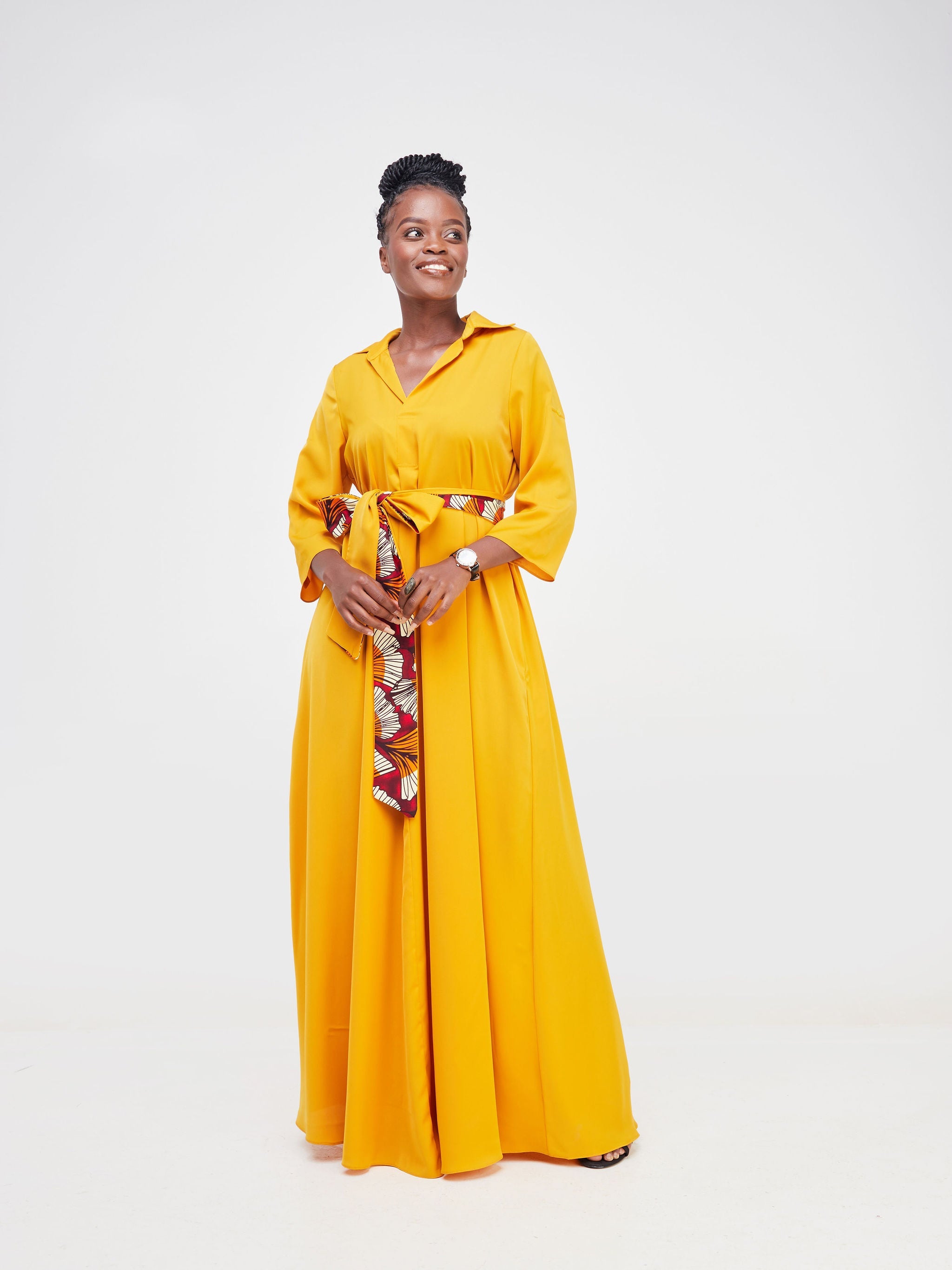Vivo Yumi Maxi Shirt Dress - Mustard
