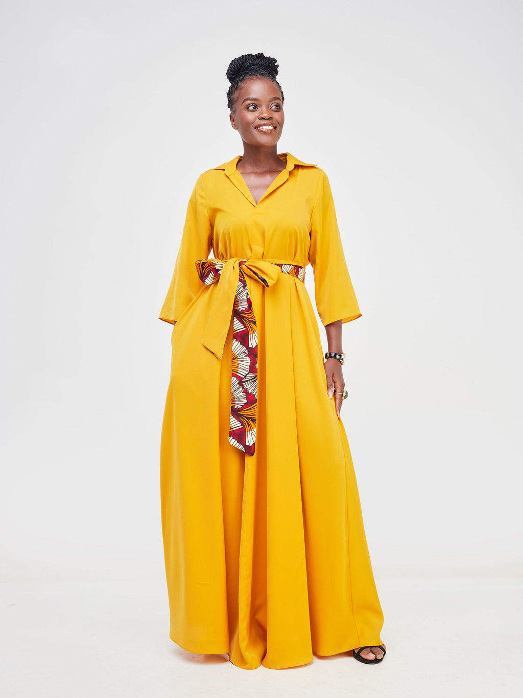 Vivo Yumi Maxi Shirt Dress - Mustard
