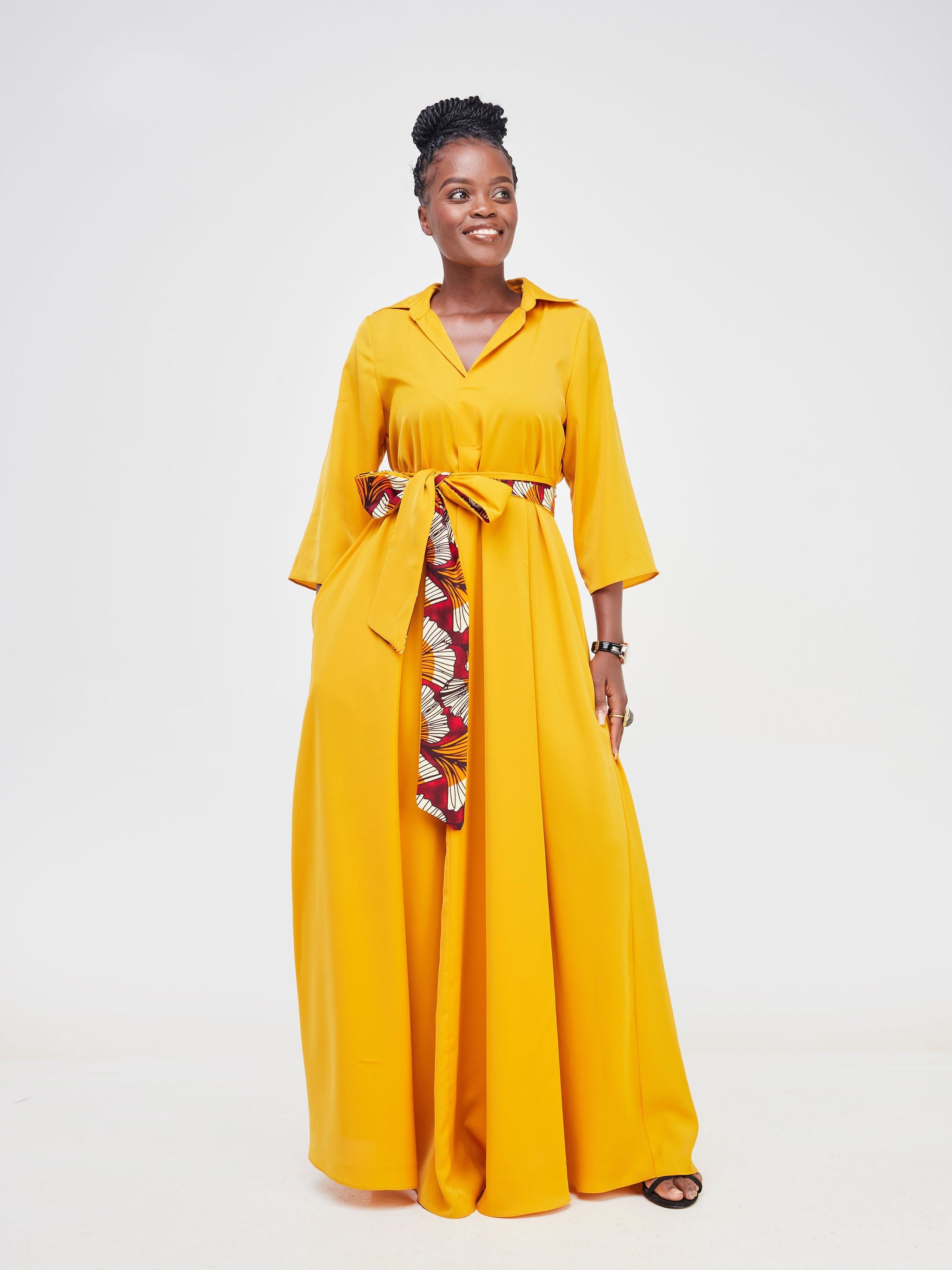Vivo Yumi Maxi Shirt Dress - Mustard