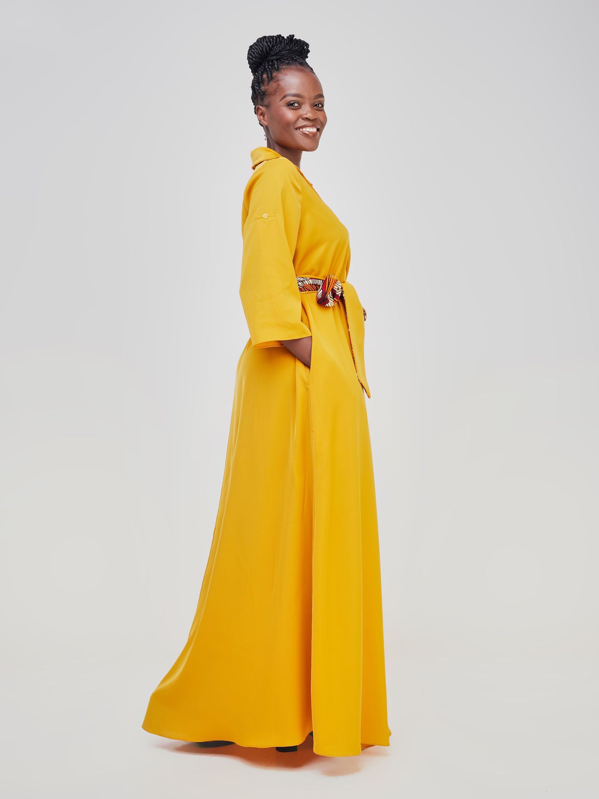 Vivo Yumi Maxi Shirt Dress - Mustard