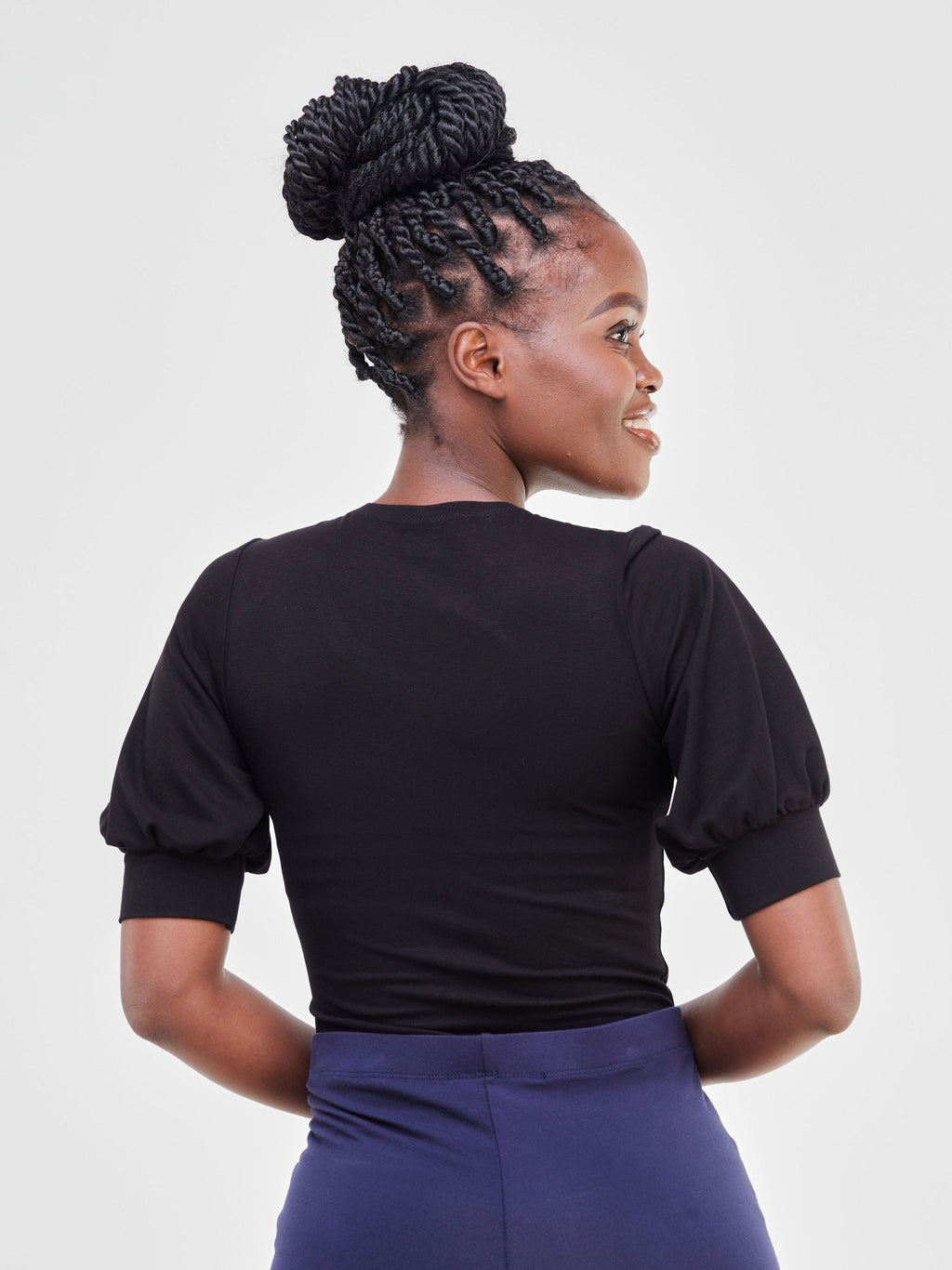 Vivo Tana Puff Sleeve Bodysuit - Black