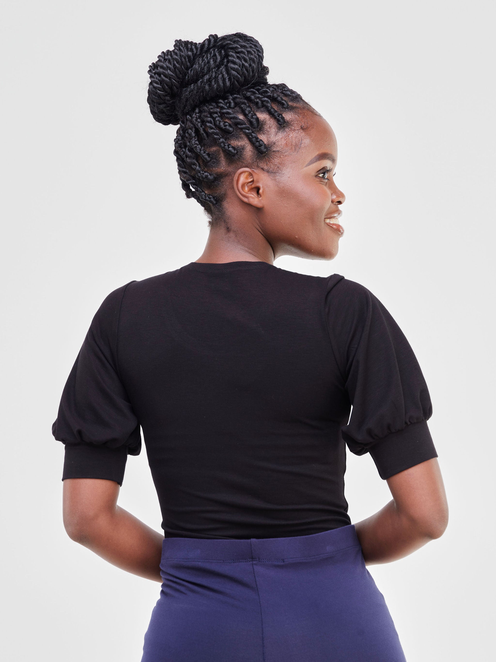 Vivo Tana Puff Sleeve Bodysuit - Black