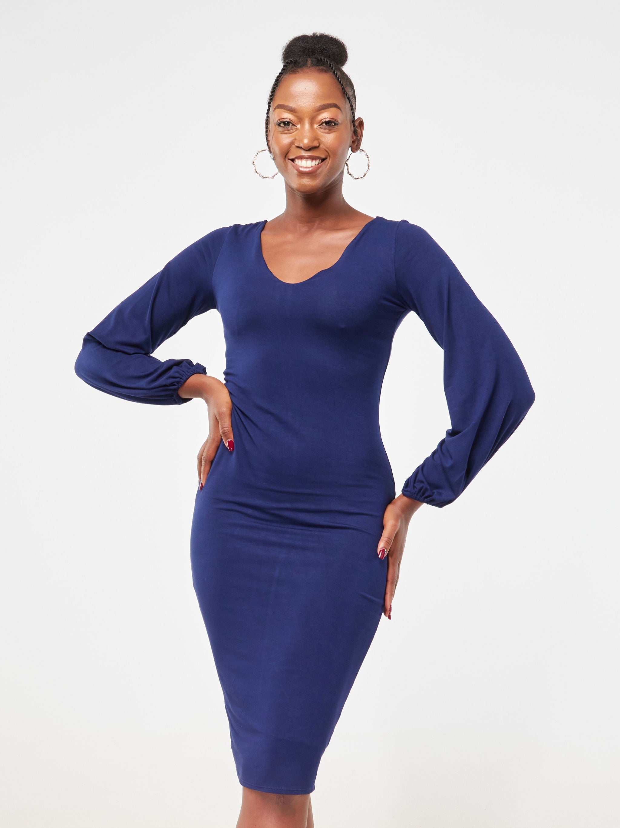 Vivo Nova Double Layered Bodycon Dress - Navy Blue