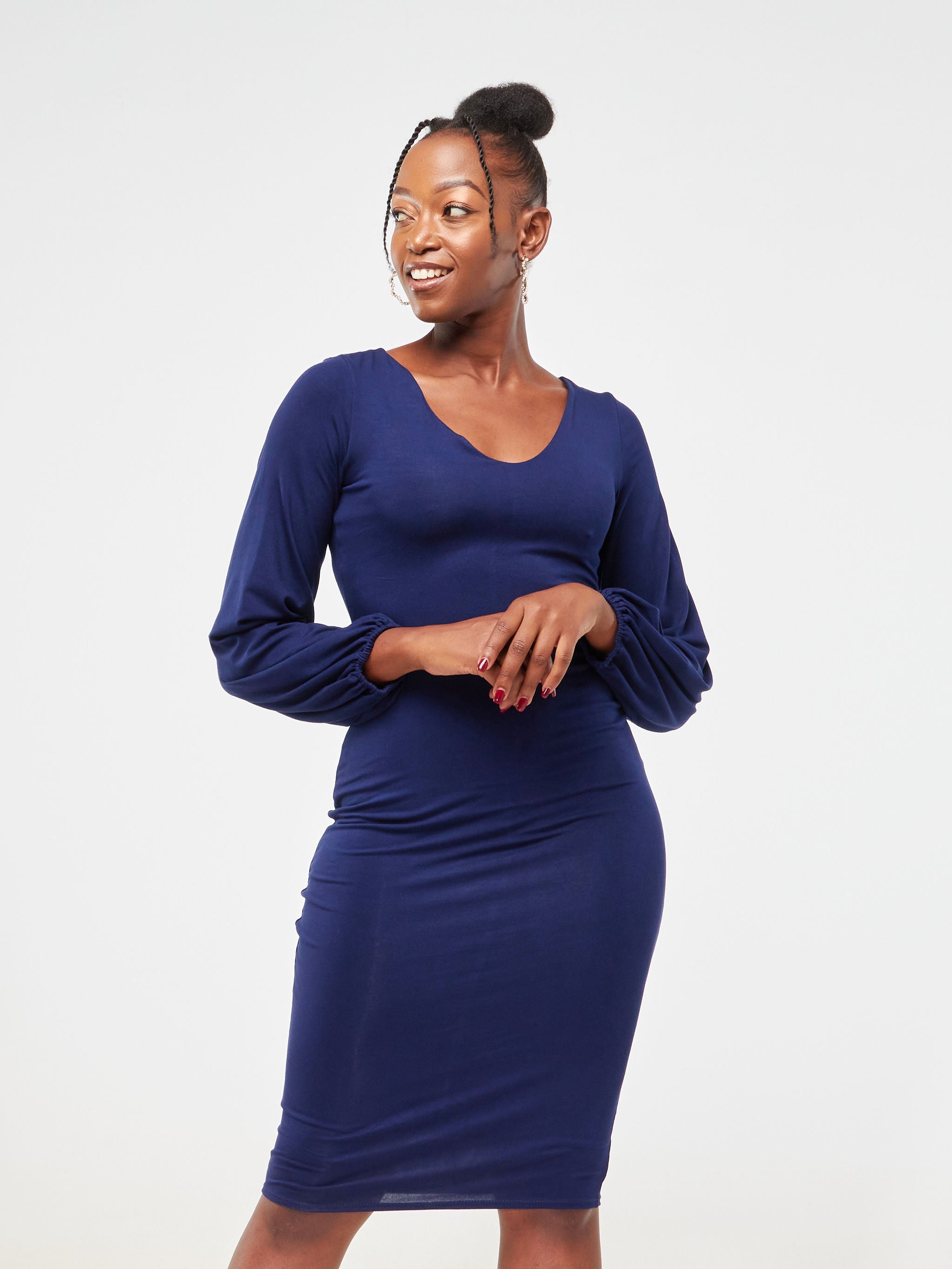 Vivo Nova Double Layered Bodycon Dress - Navy Blue