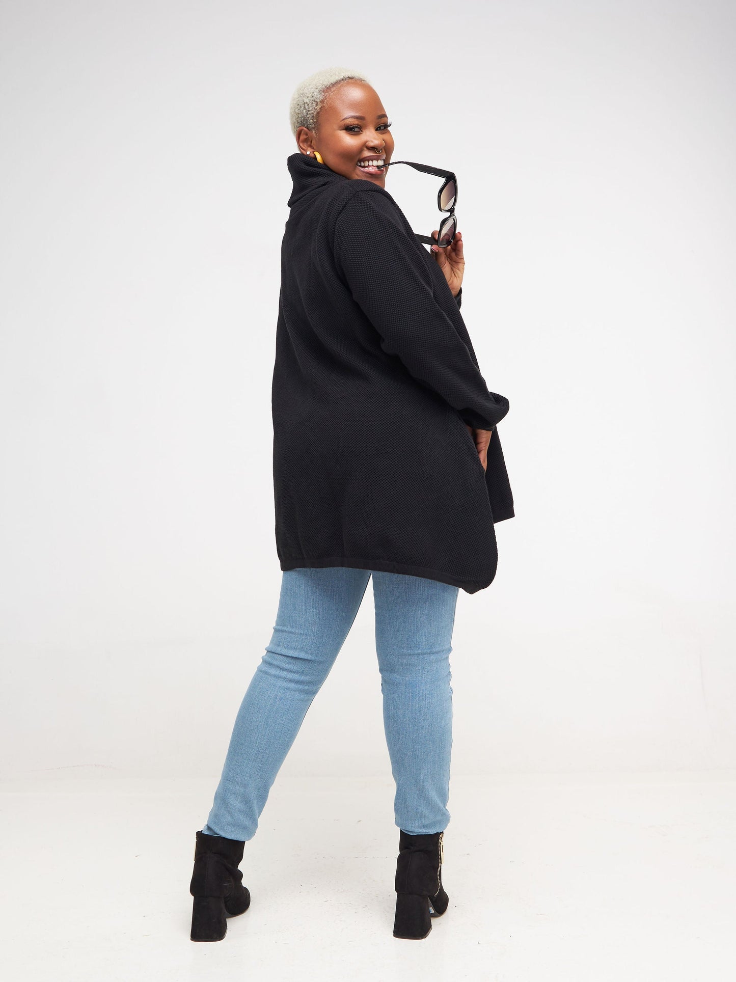 Vivo Cowl Neck Knit Sweater - Black