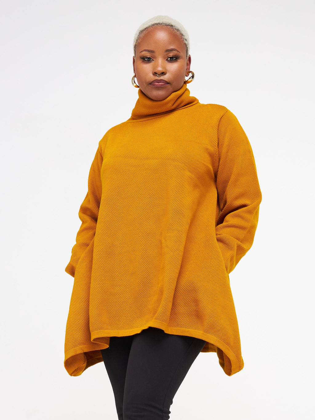 Vivo Cowl Neck Knit Sweater - Mustard