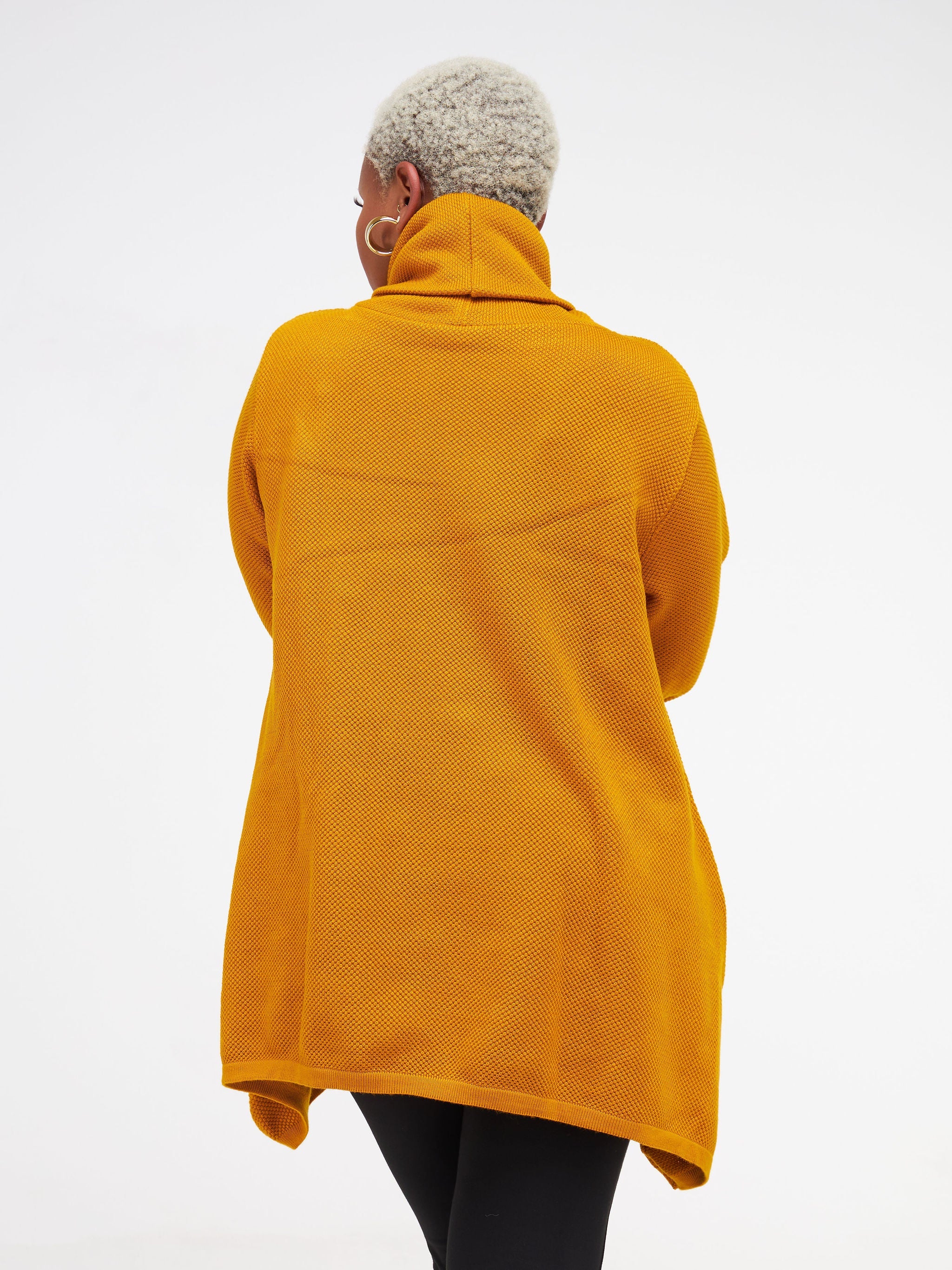 Vivo Cowl Neck Knit Sweater - Mustard