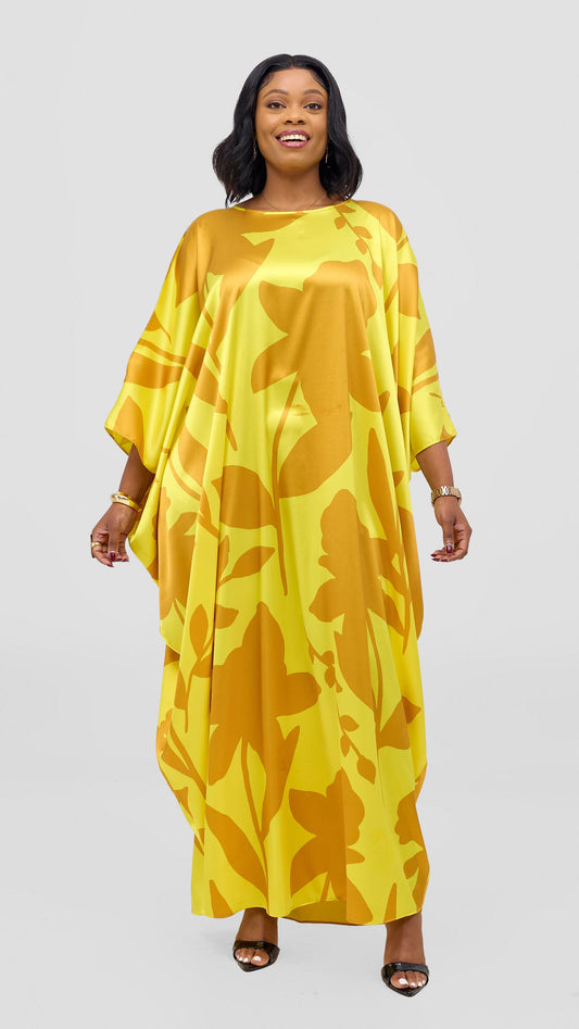 Vivo Lani Maxi Dress - Yellow / Dark Mustard Print