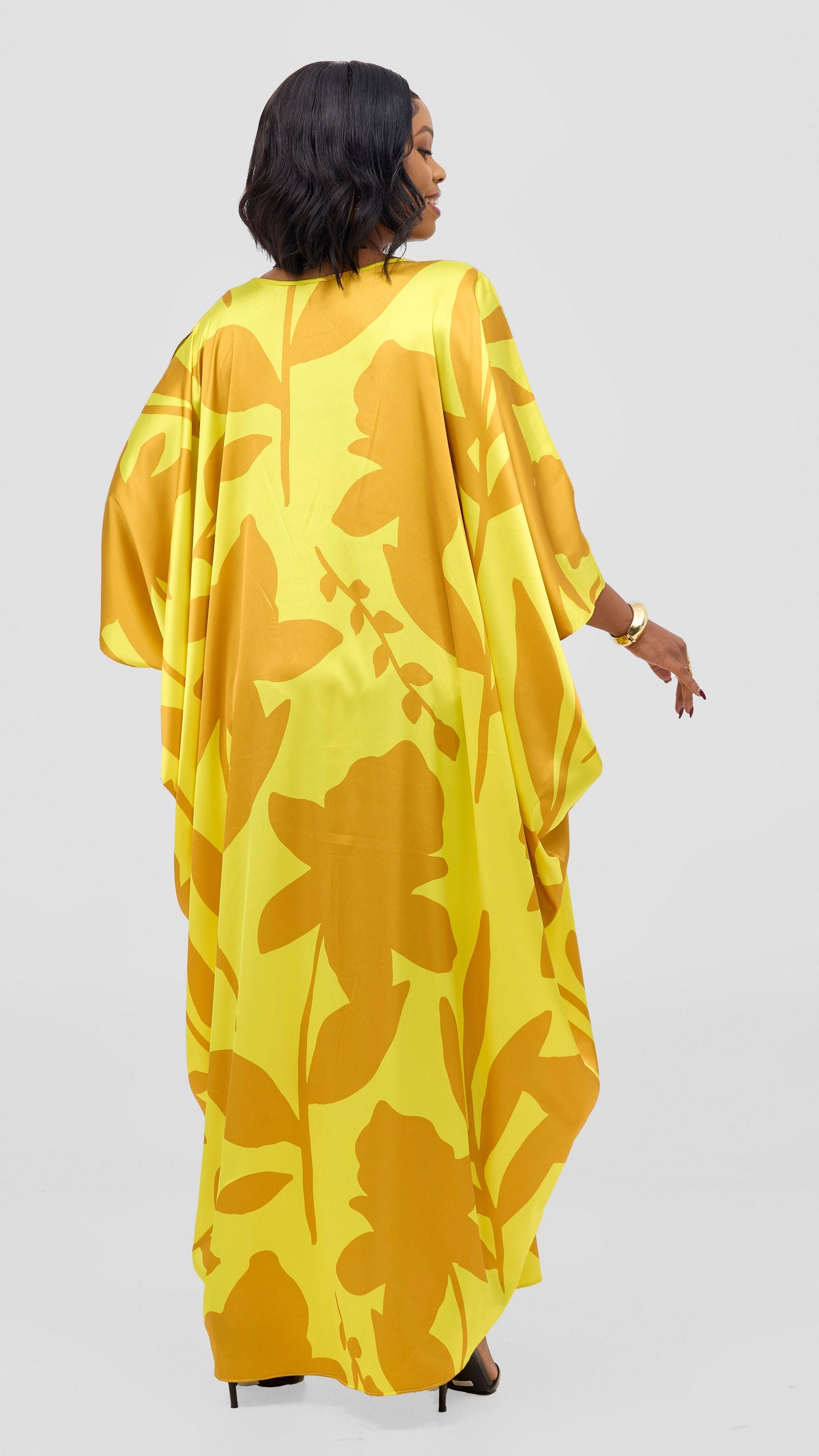 Vivo Lani Maxi Dress - Yellow / Dark Mustard Print