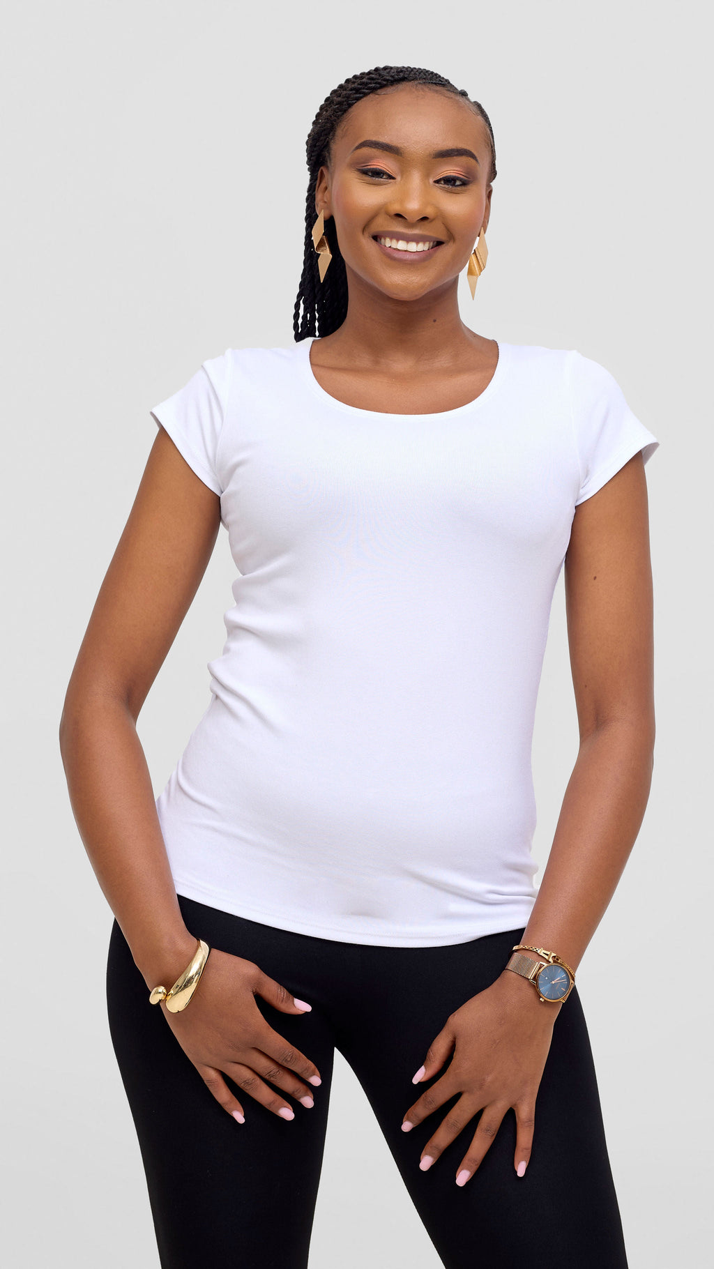Vivo Basic Val Cap Sleeve Top - White