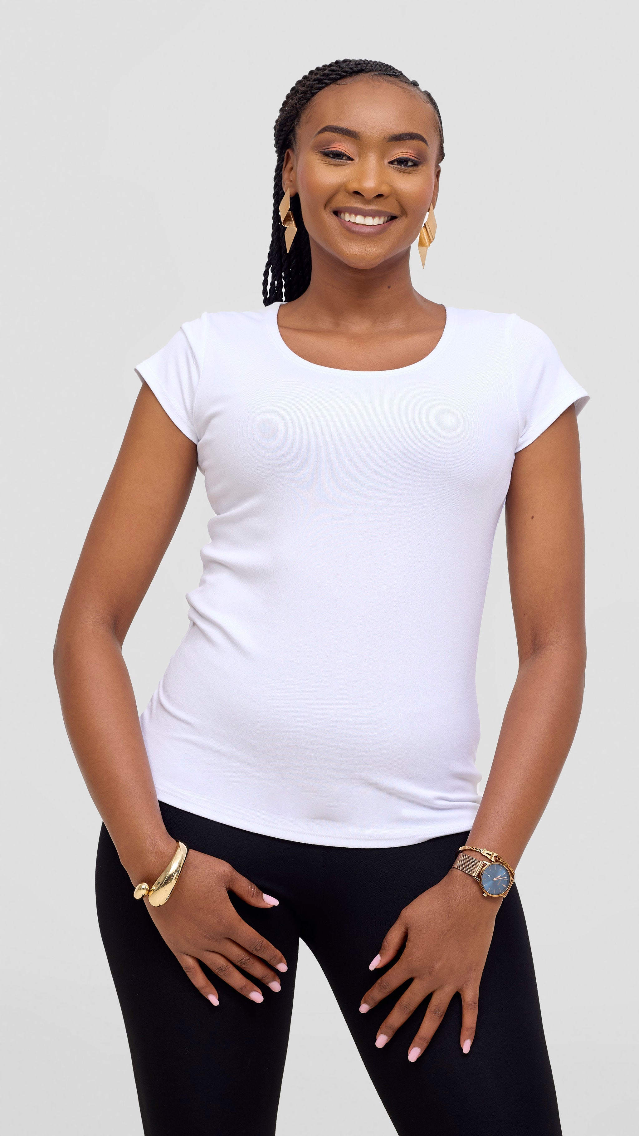 Vivo Basic Val Cap Sleeve Top - White