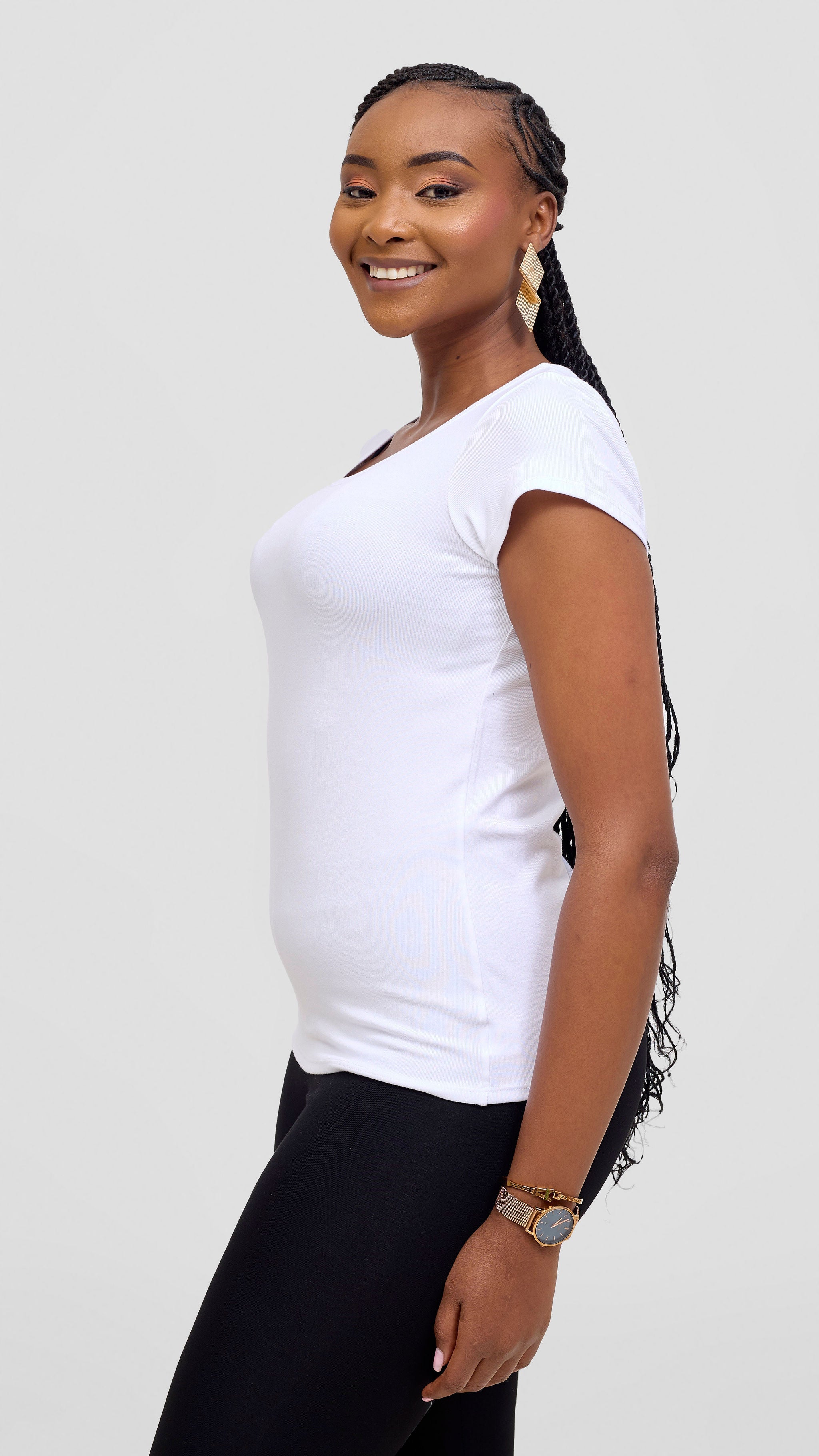 Vivo Basic Val Cap Sleeve Top - White