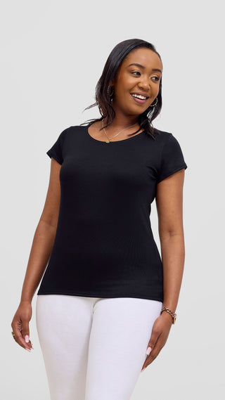 Vivo Basic Val Cap Sleeve Top - Black