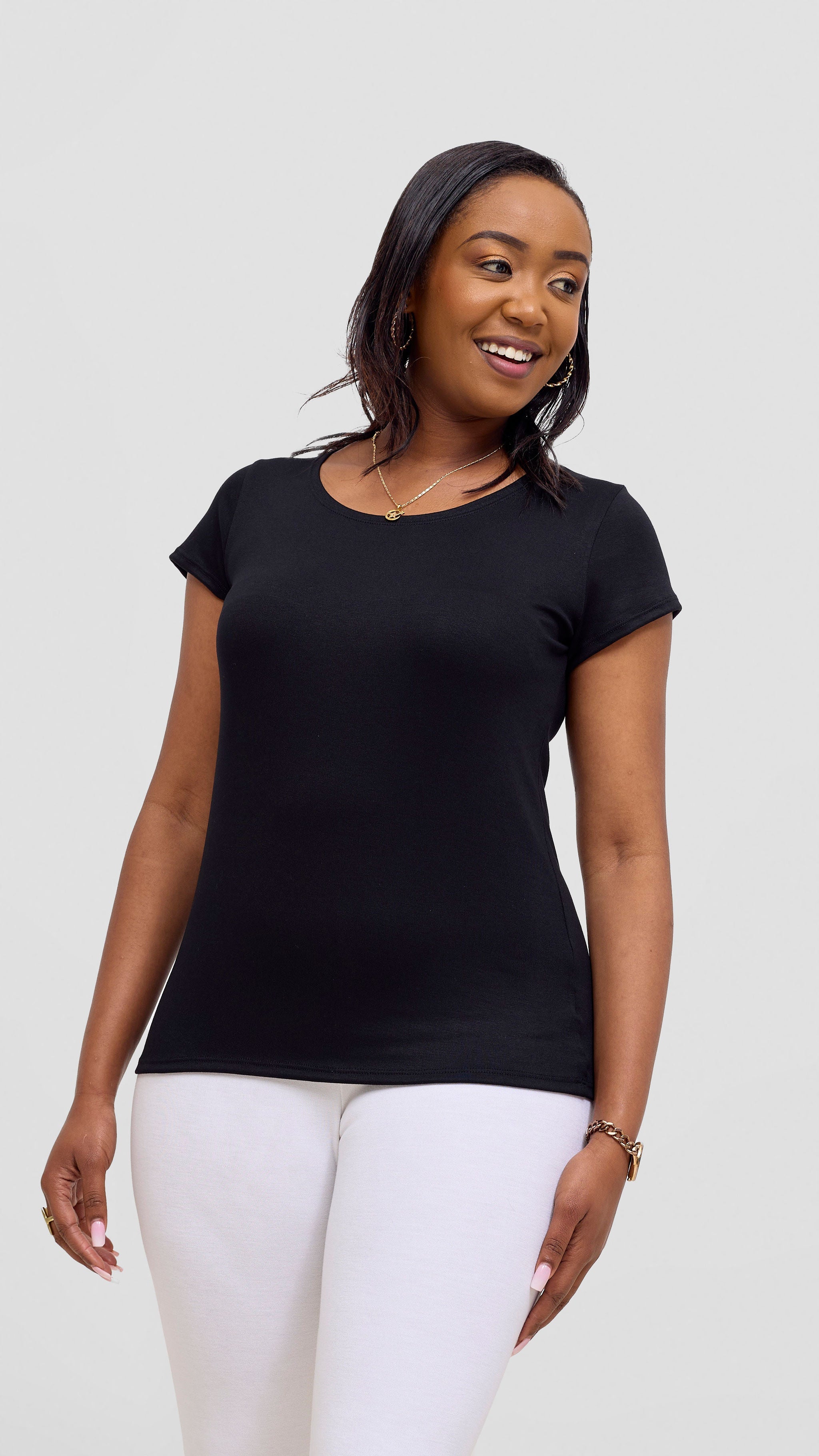 Vivo Basic Val Cap Sleeve Top - Black