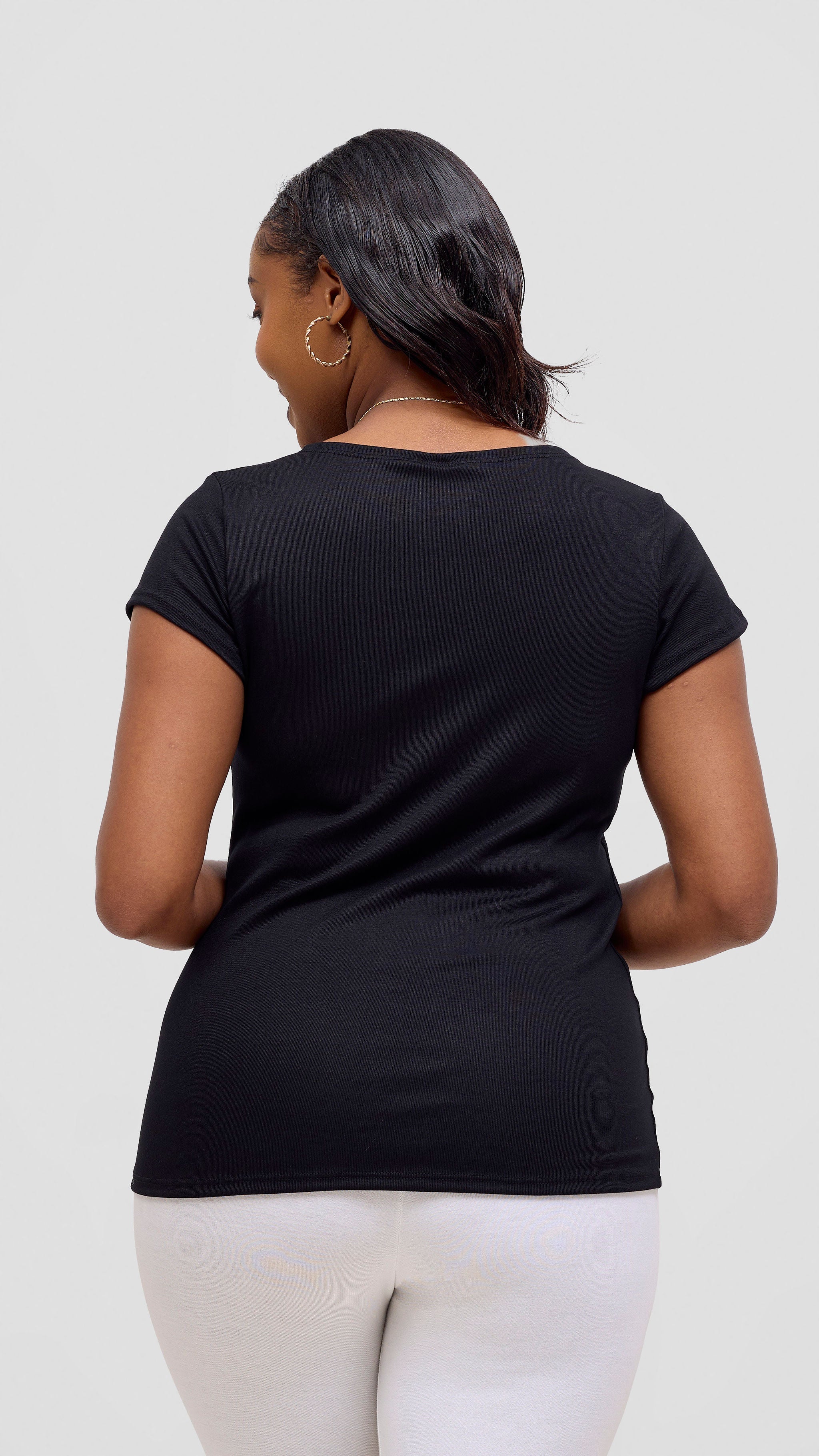 Vivo Basic Val Cap Sleeve Top - Black