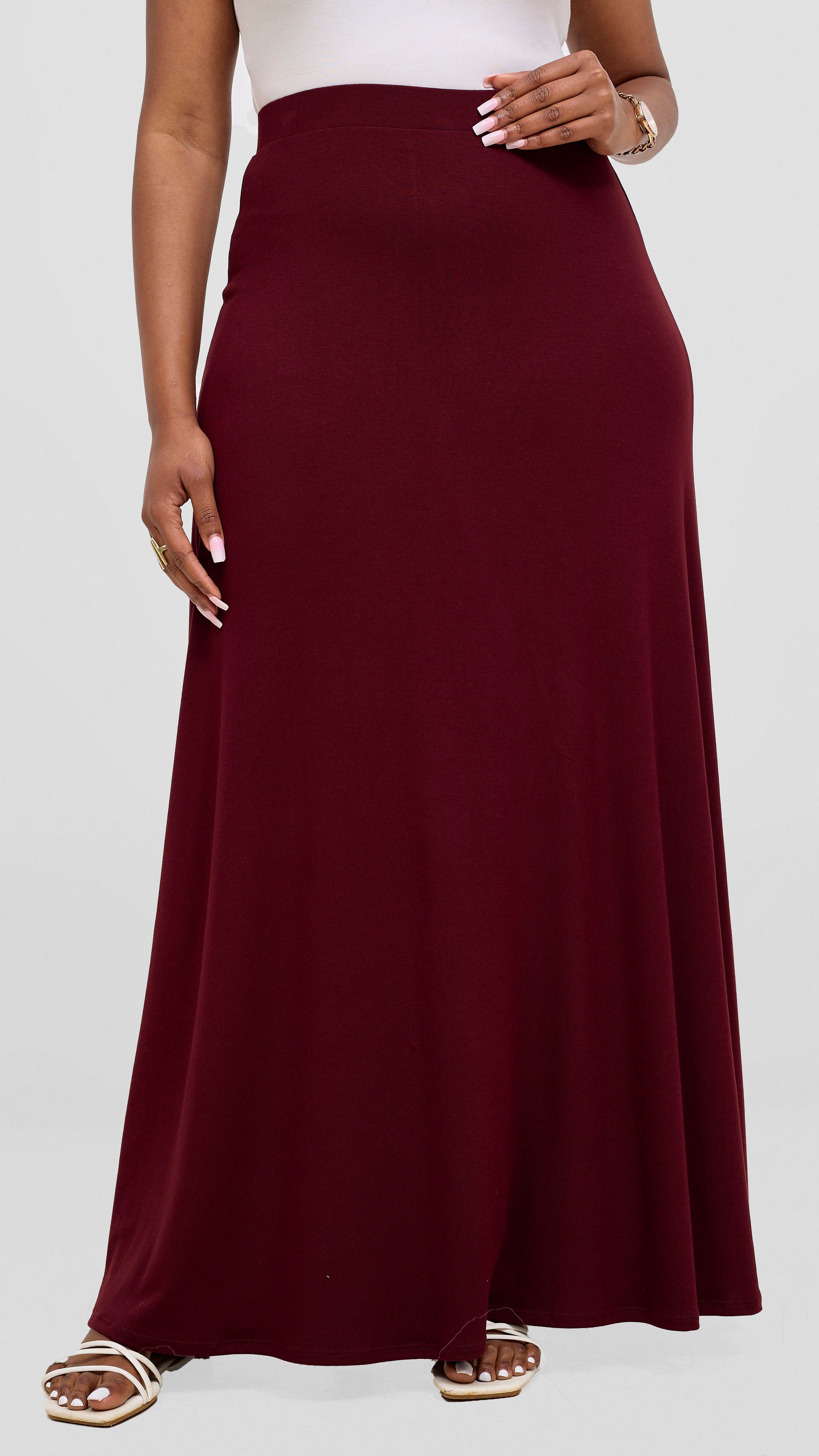 Vivo Basic A-line Maxi Skirt - Dark Maroon