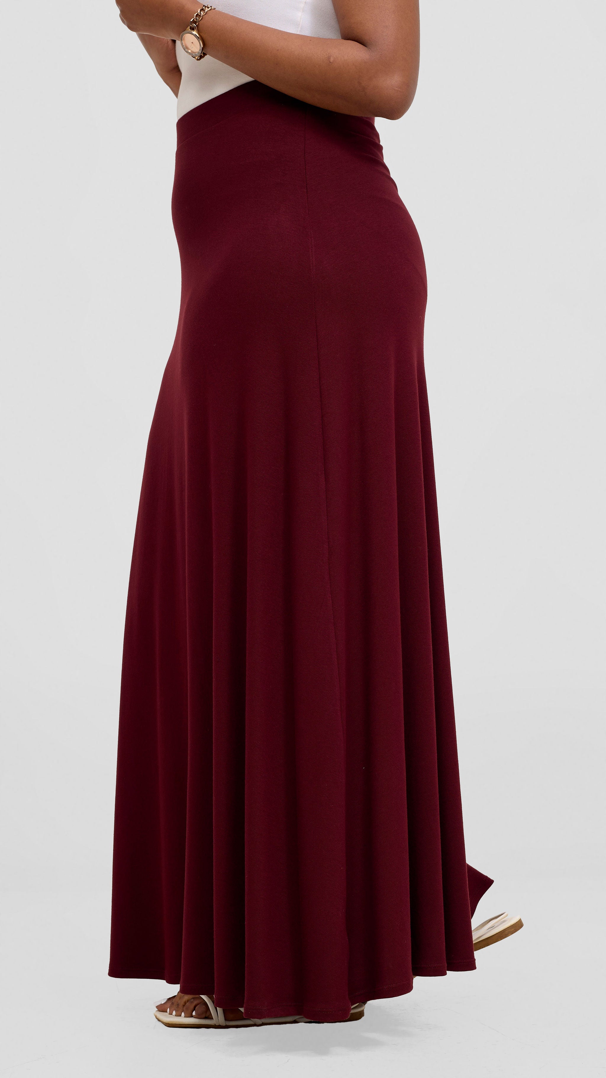 Vivo Basic A-line Maxi Skirt - Dark Maroon