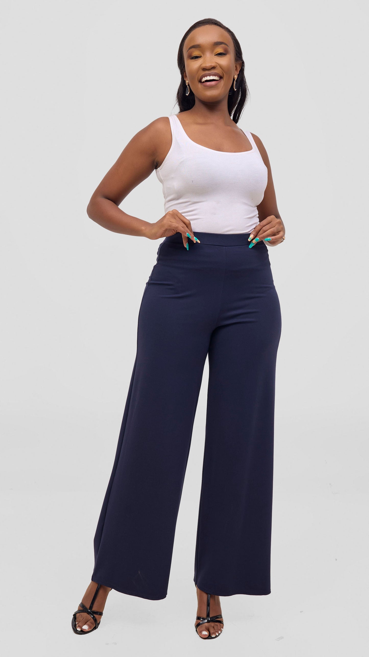 Vivo Aleri Wide Leg Pants - Navy