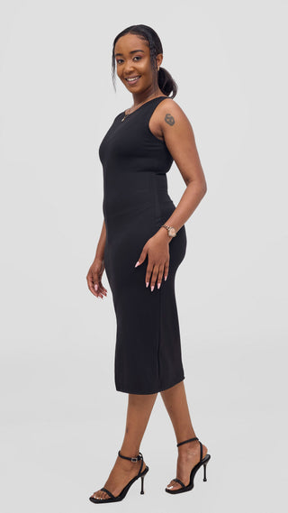 Vivo Aleri Front Slit Sheath Dress - Black