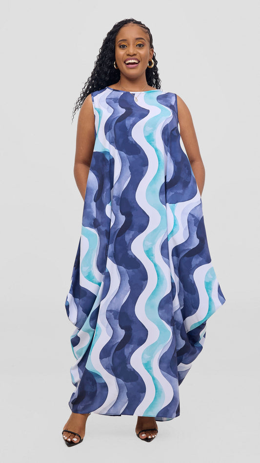 Vivo Seli Maxi Dress - Sea Green / Navy Loura Print