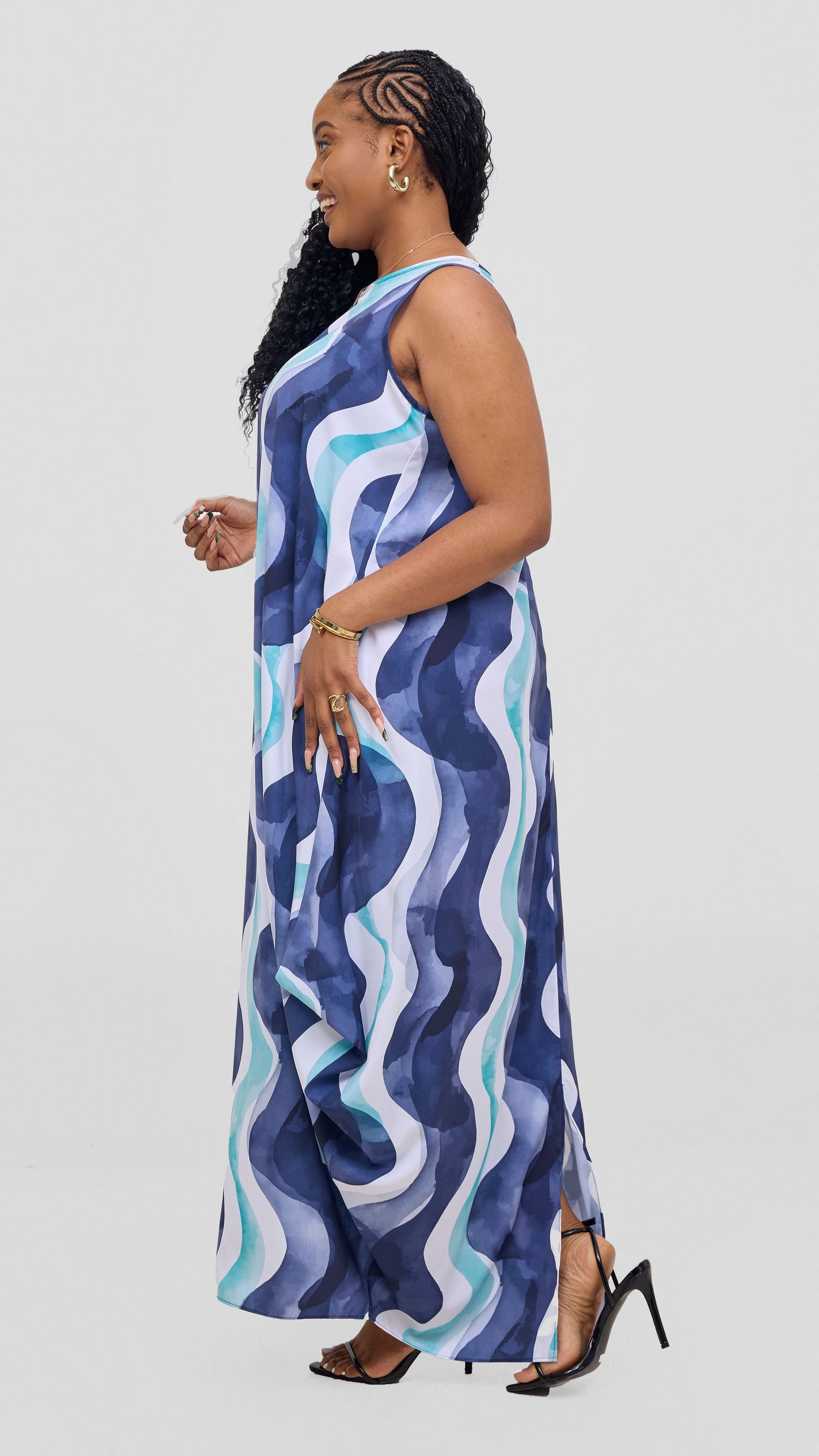 Vivo Seli Maxi Dress - Sea Green / Navy Loura Print