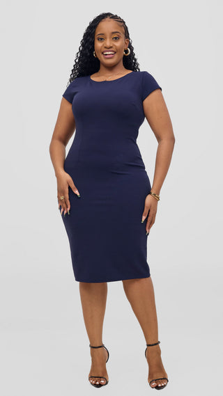 Vivo Imara Cap Sleeve Sheath Dress - Navy