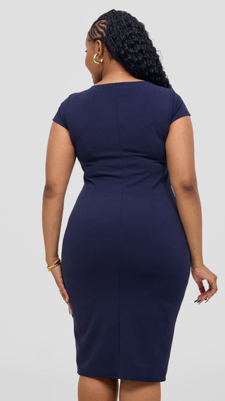 Vivo Imara Cap Sleeve Sheath Dress - Navy