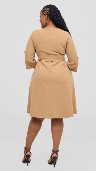 Vivo Imara 3/4 Sleeve Tent Dress- Taupe