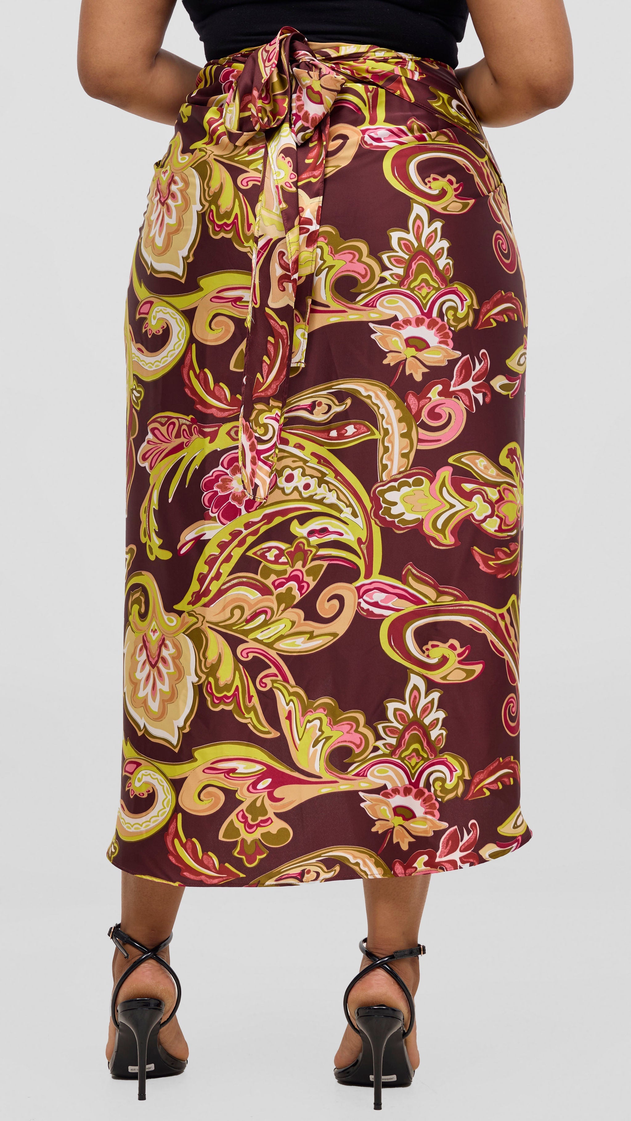 Vivo Sarong Skirt - Burgundy / Tan Print
