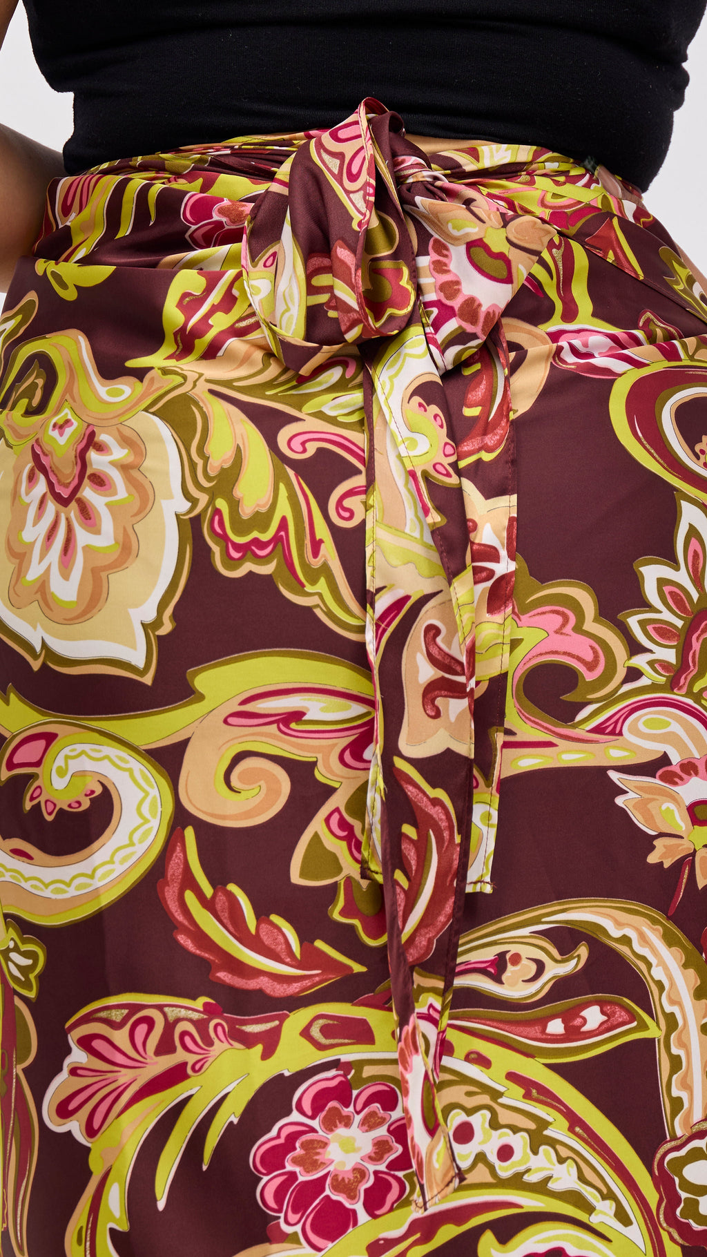 Vivo Sarong Skirt - Burgundy / Tan Print