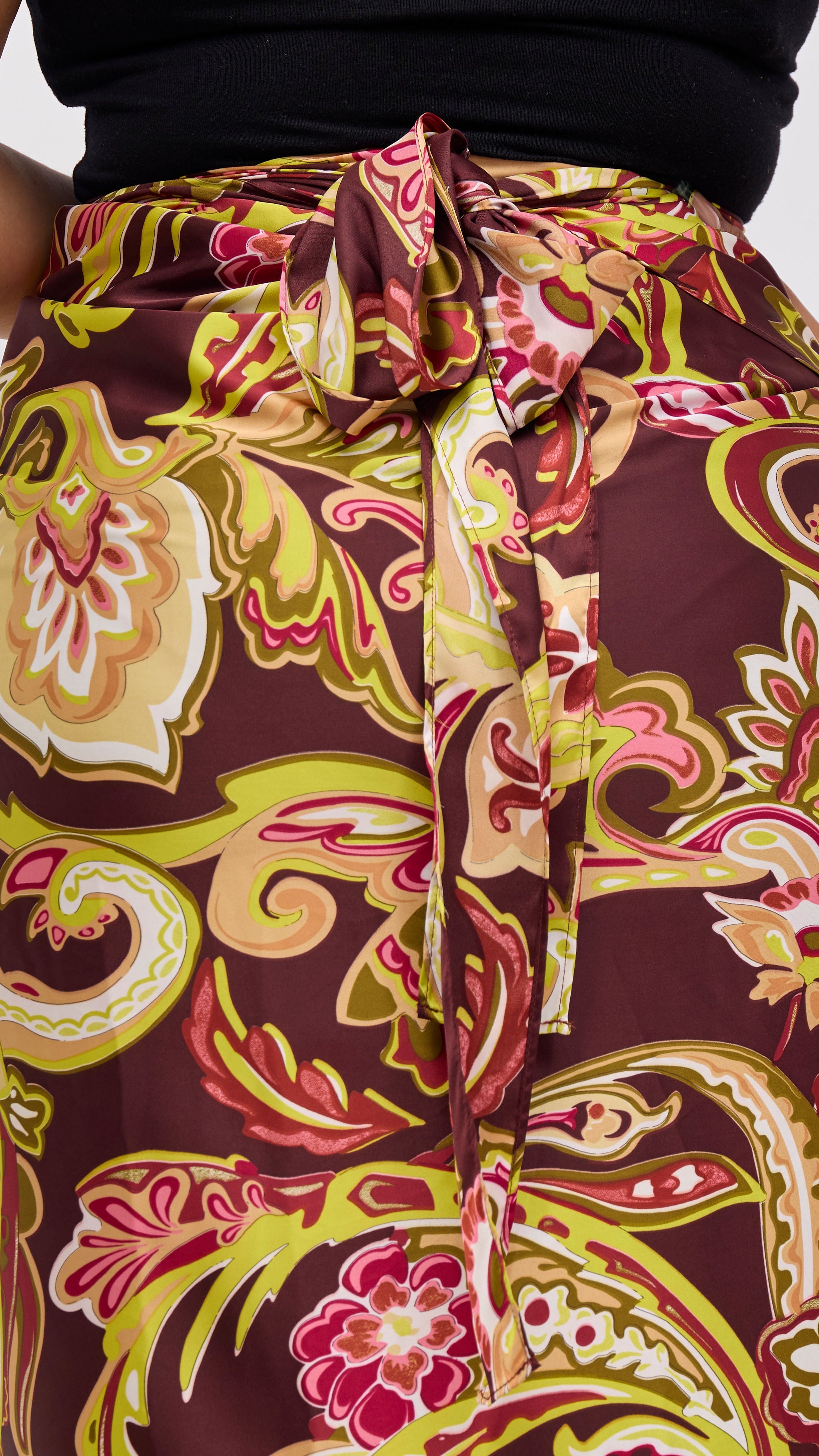 Vivo Sarong Skirt - Burgundy / Tan Print