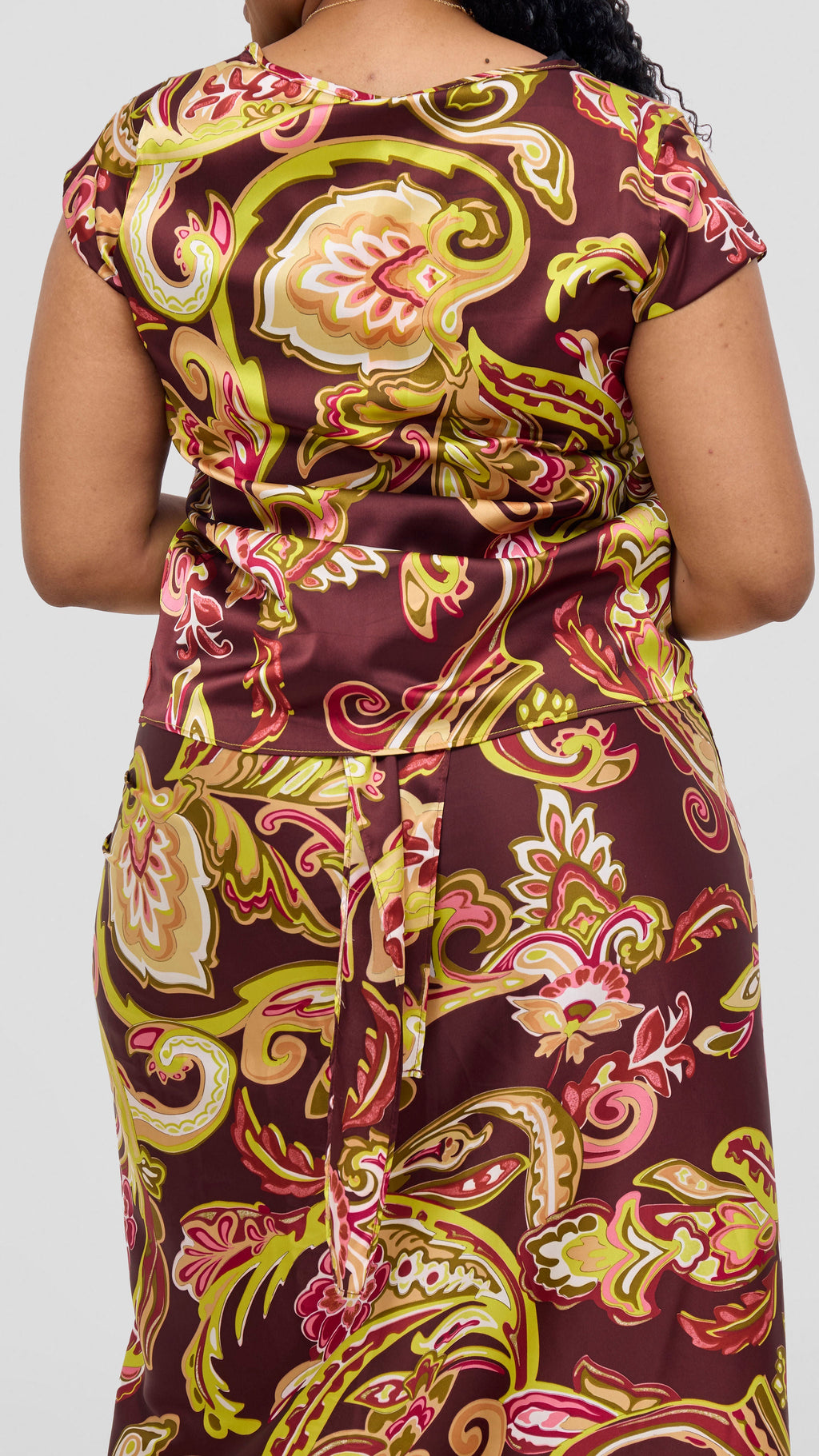 Vivo Sarong Skirt - Burgundy / Tan Print