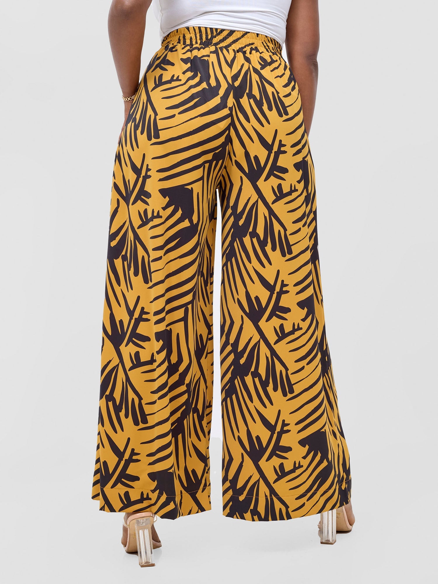 Vivo Ayla Crepe Pants - Mustard / Black Lala Print