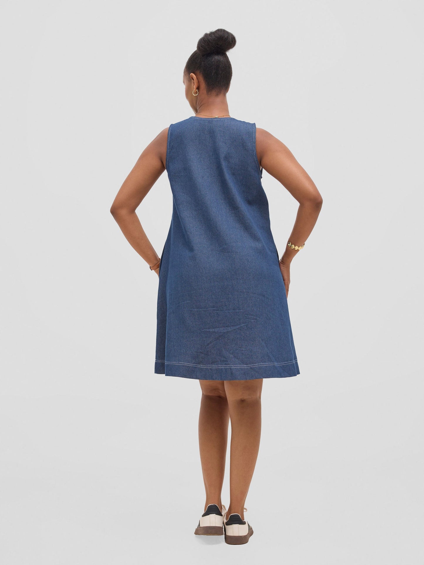 Vivo Seli V-Neck Length Dress - Navy Blue