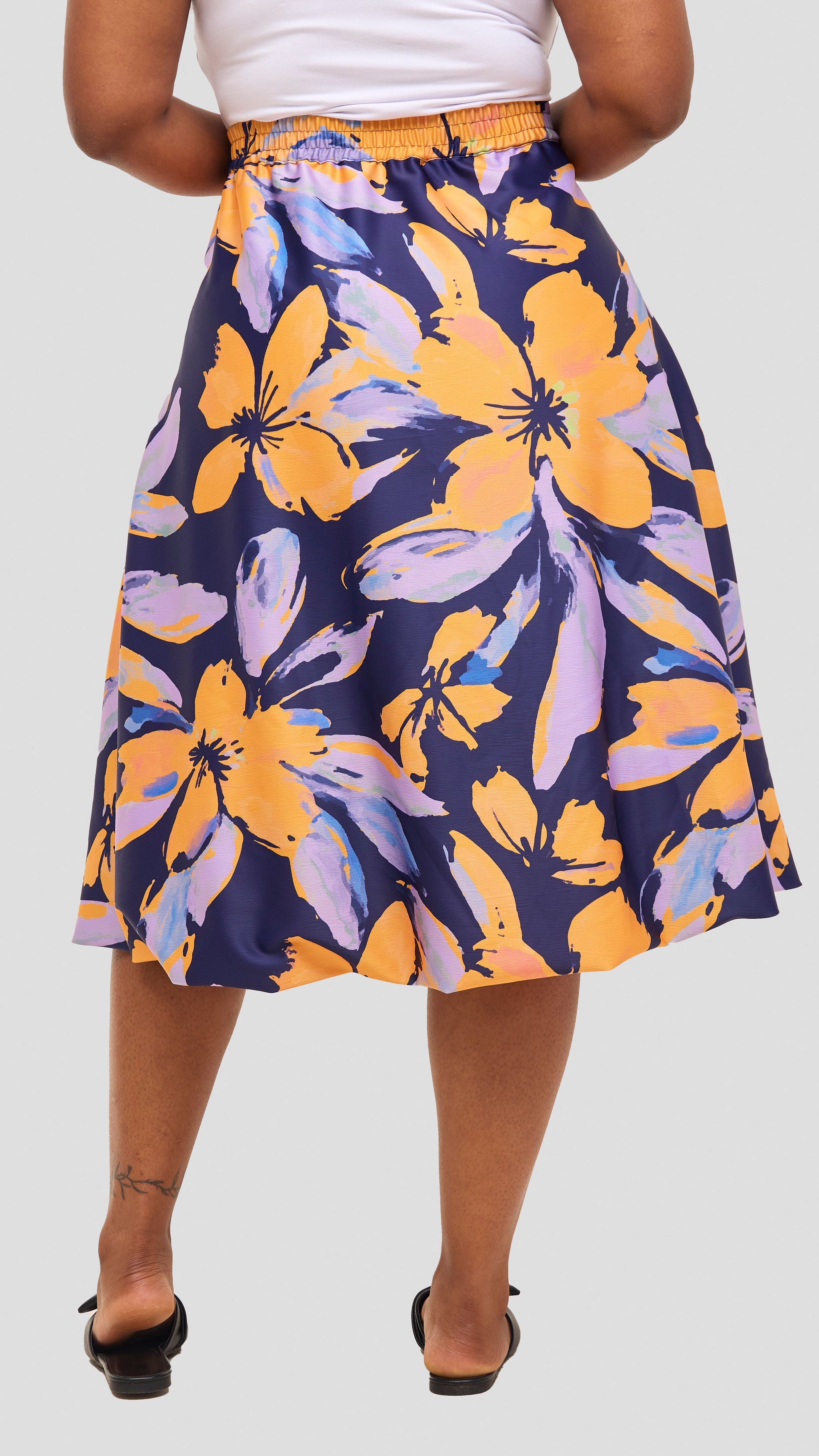 Vivo  Iyana Bubble Midi Skirt - Yellow / Lilac Iya Print