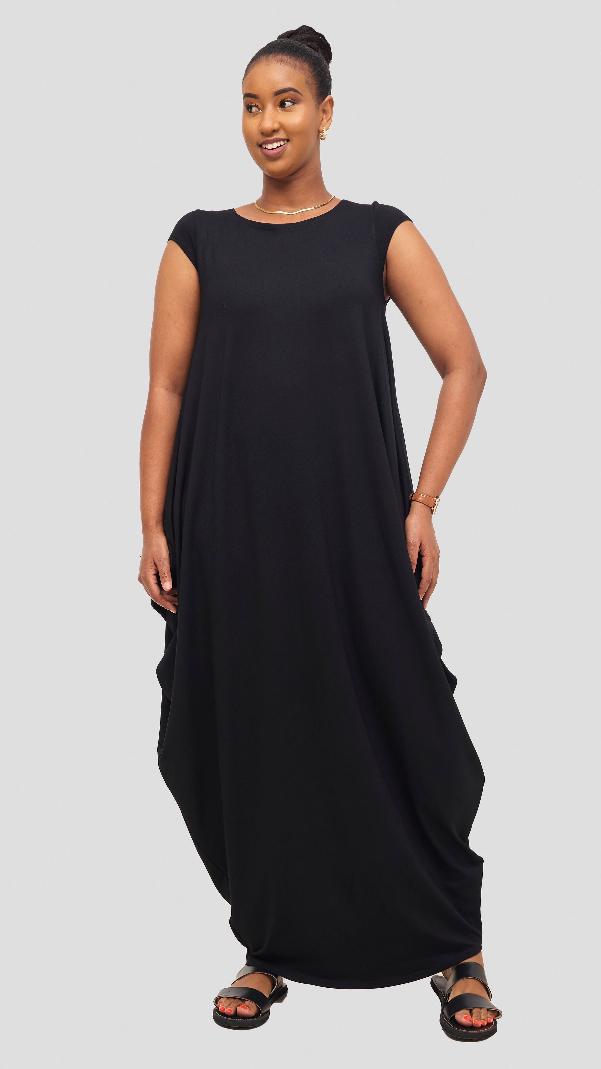 Vivo Cap Sleeve Salma Maxi Dress - Black